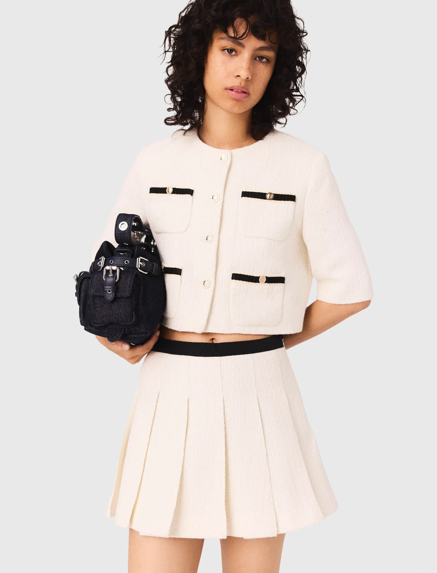 Lurex tweed skort Ecru - Image 5