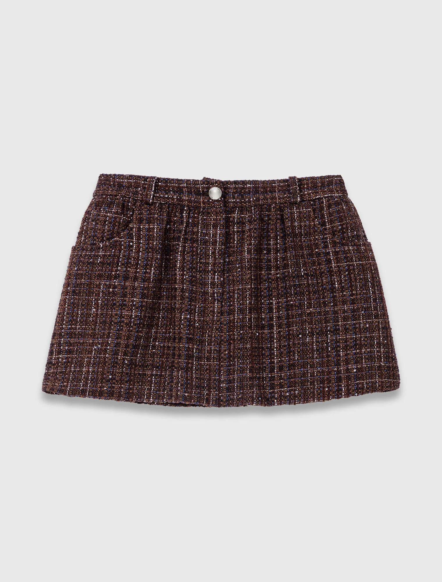 Tweed shorts with elasticated waistband Brown - Image 9