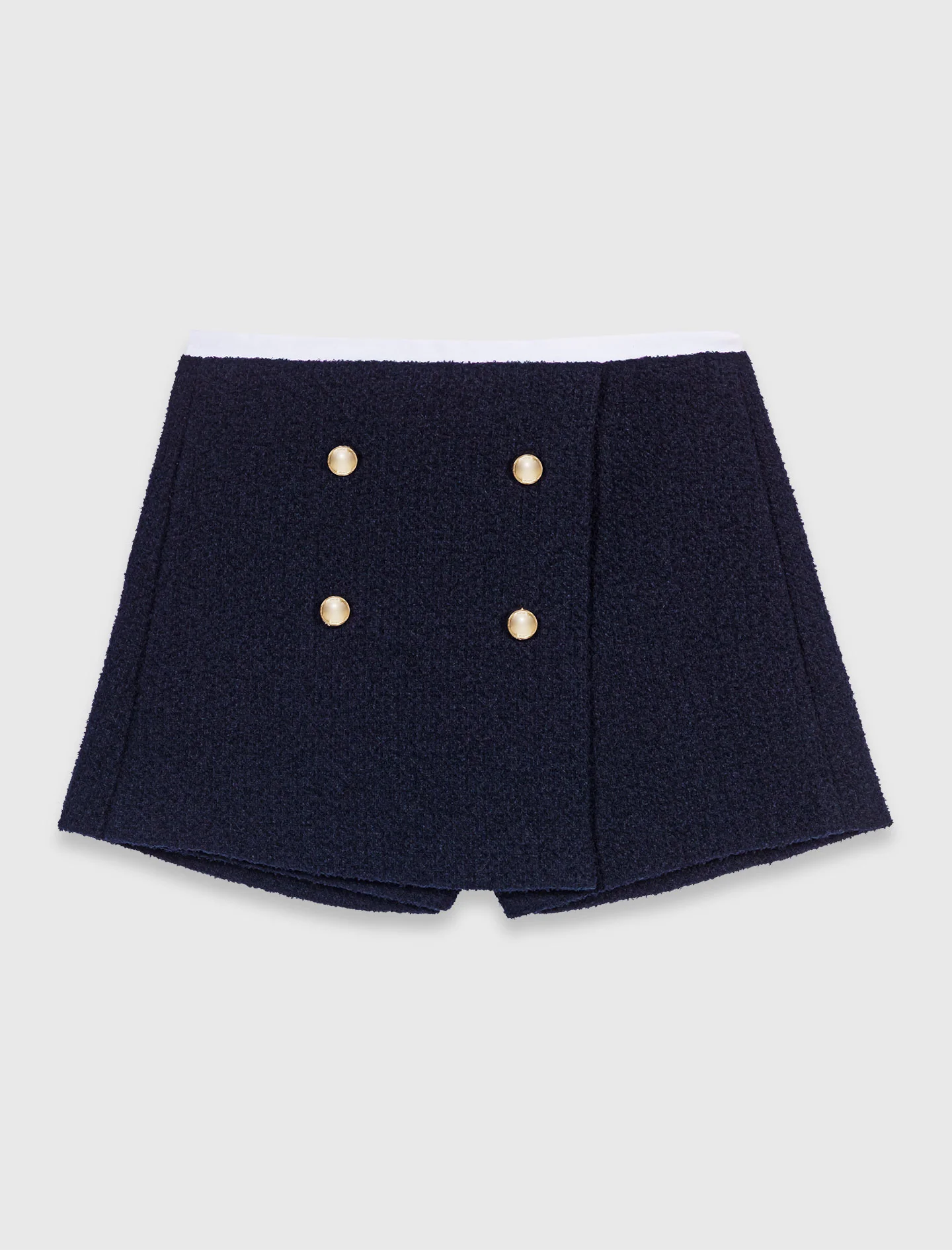 Tweed shorts with contrast band Navy - Image 6