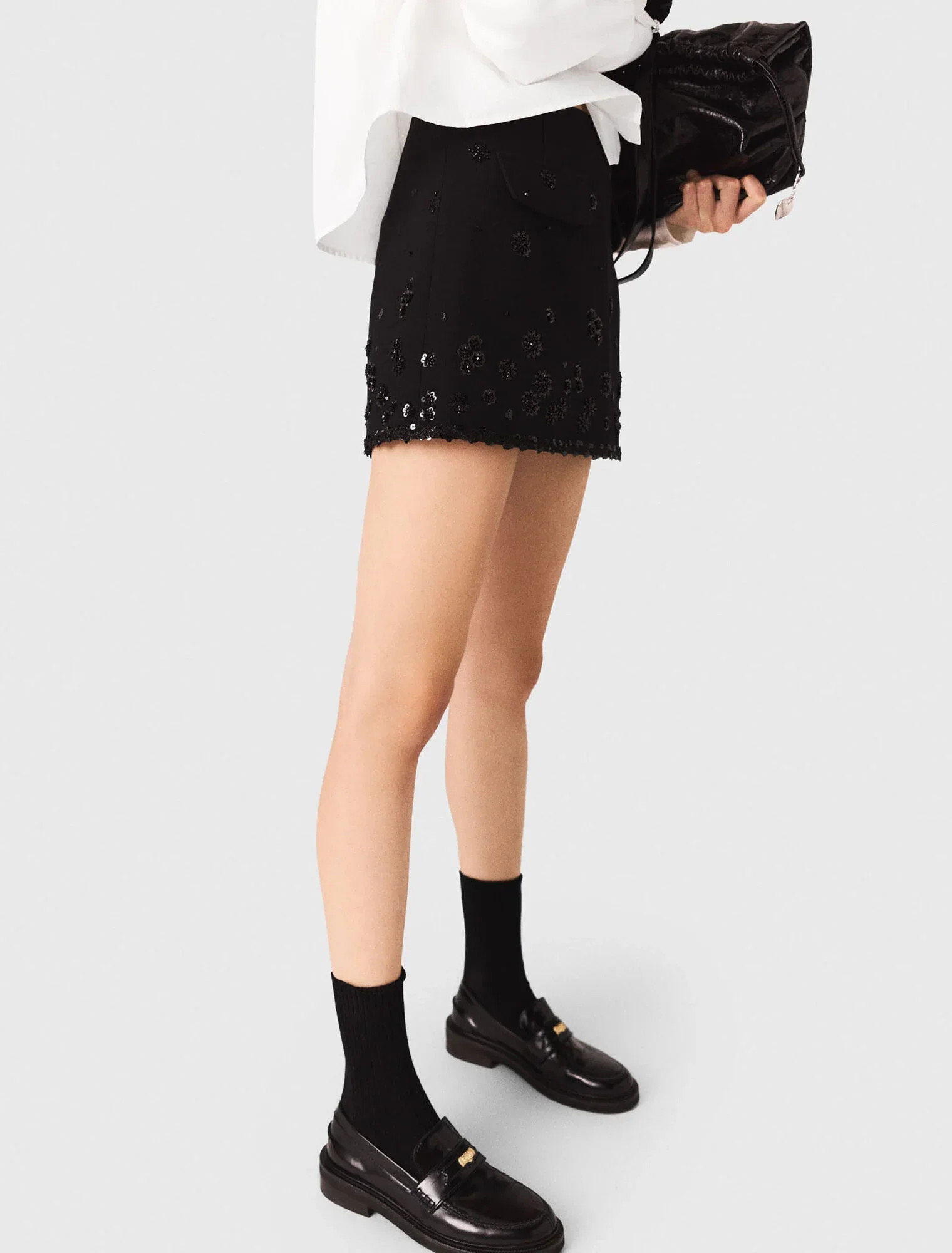 Embroidered skort Black - Image 2