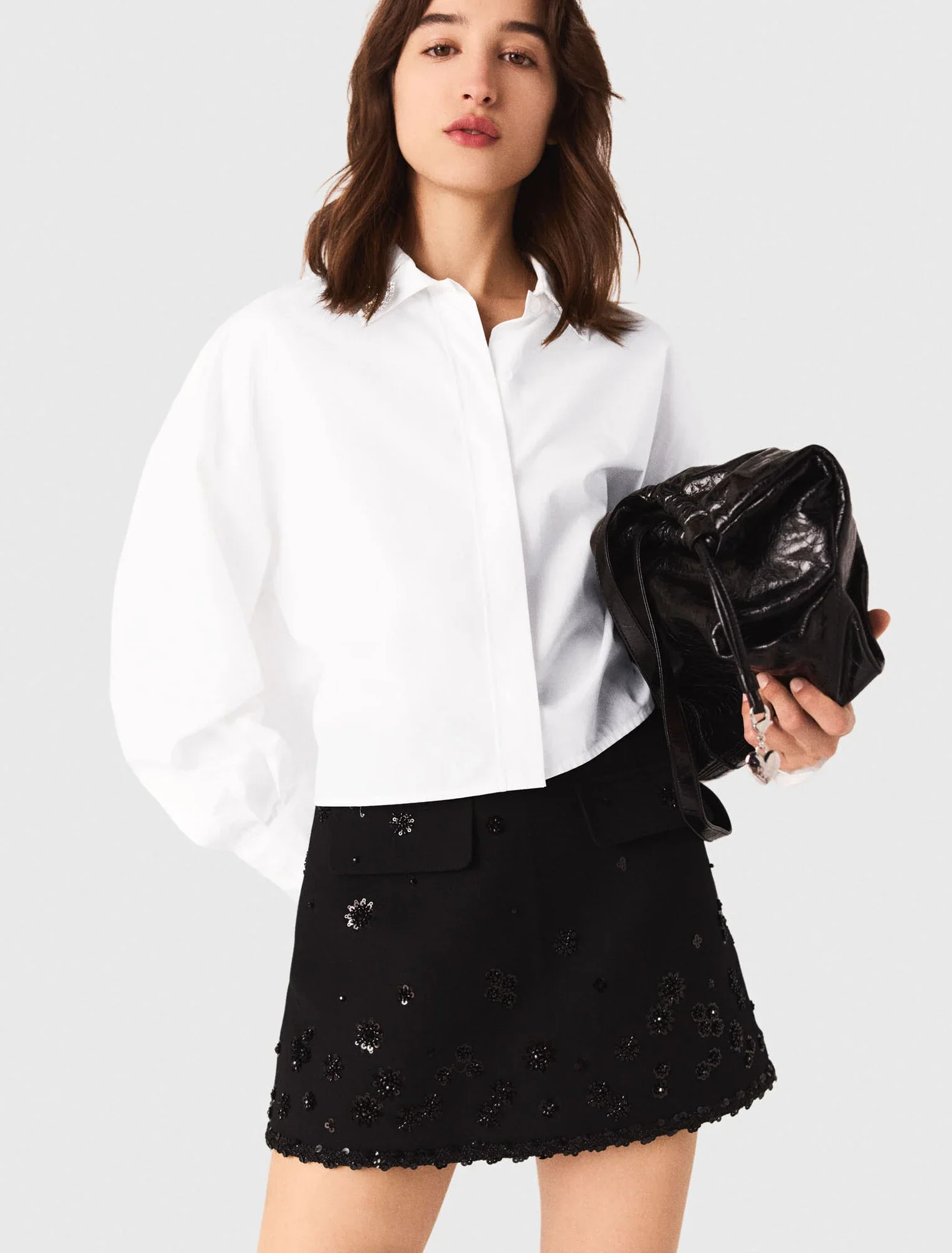 Embroidered skort Black - Image 4