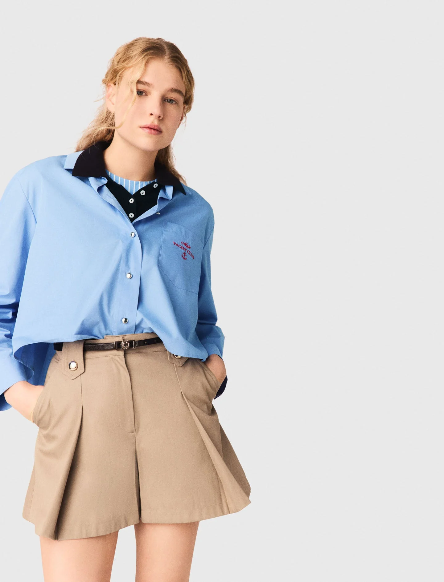 Pleated Cotton Shorts Mastic Beige - Image 4
