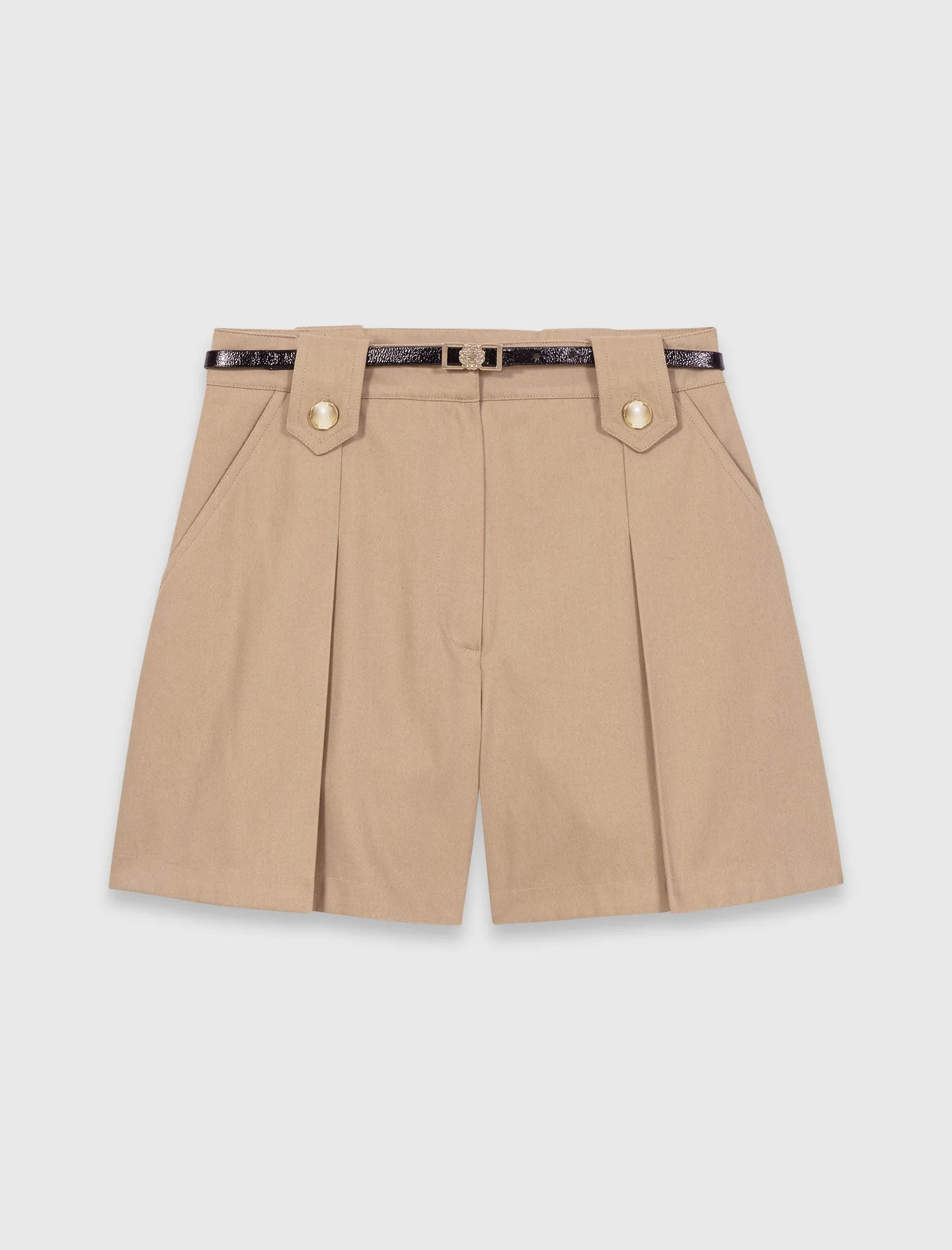Pleated Cotton Shorts Mastic Beige - Image 9