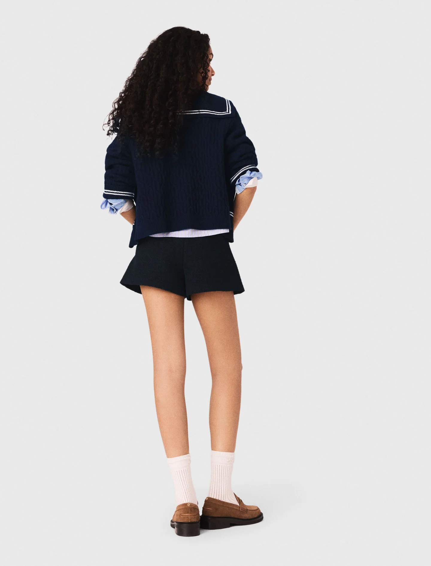 Tweed shorts with denim details - Image 3