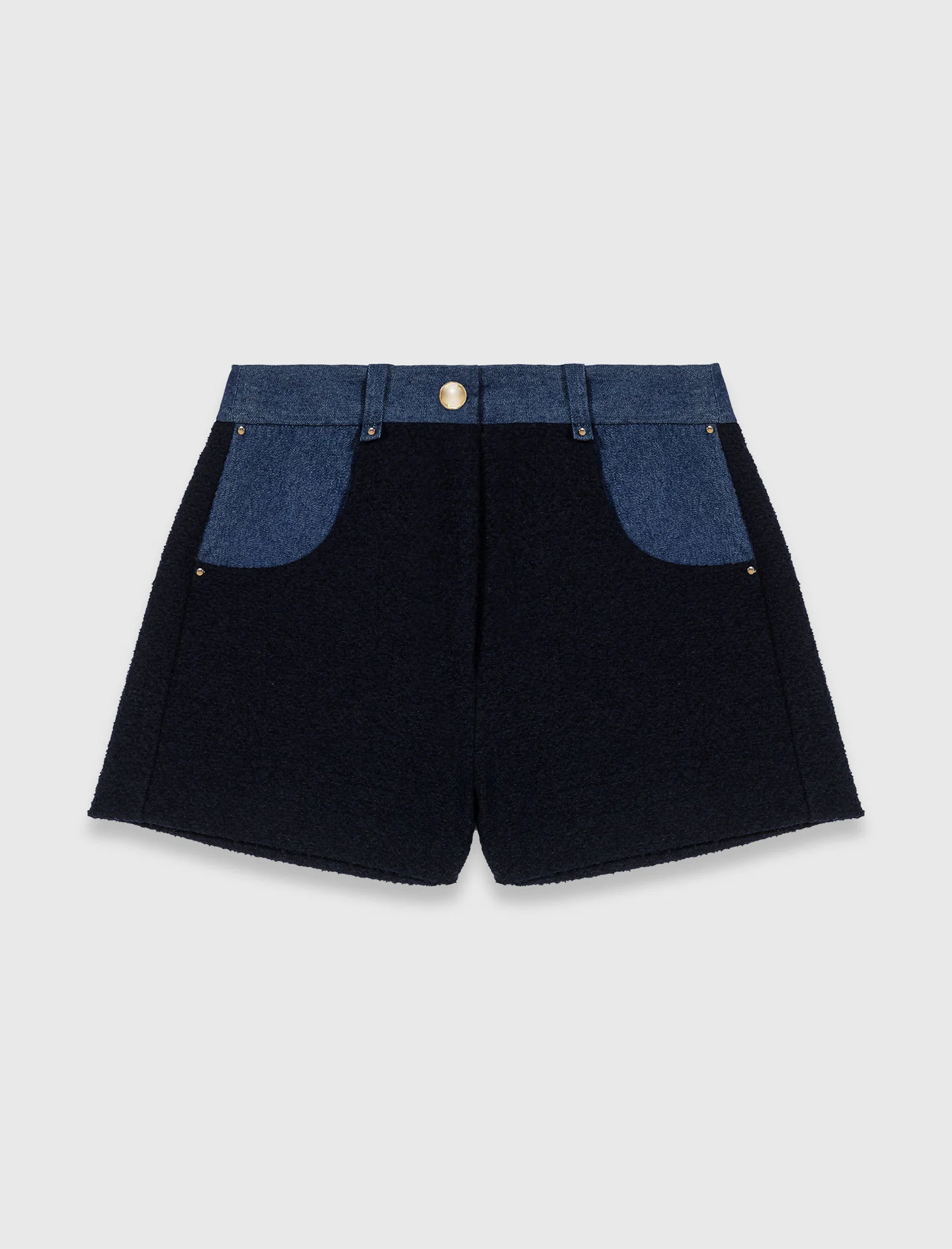 Tweed shorts with denim details - Image 8