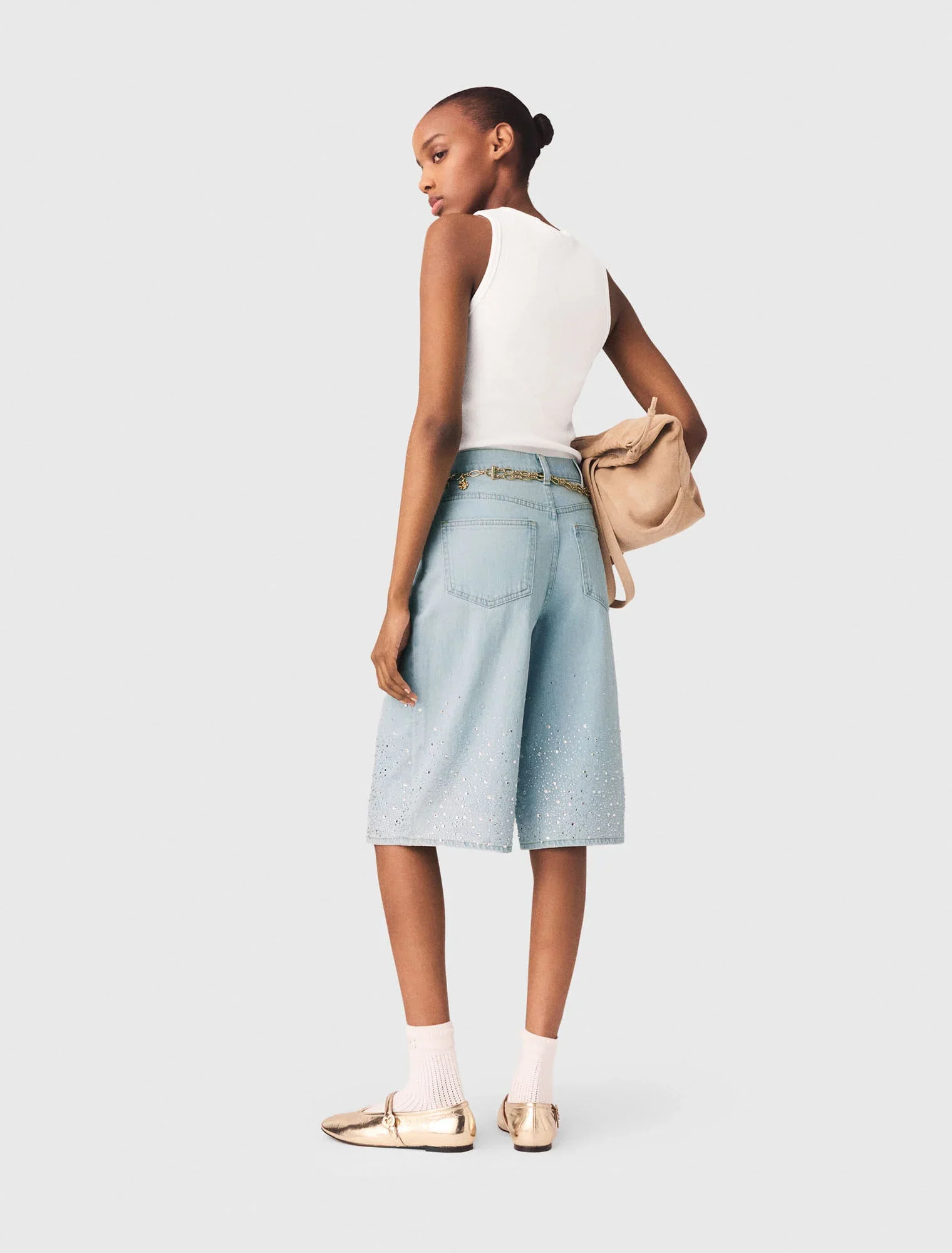 Rhinestone Bermuda Shorts Blue Sky - Image 3
