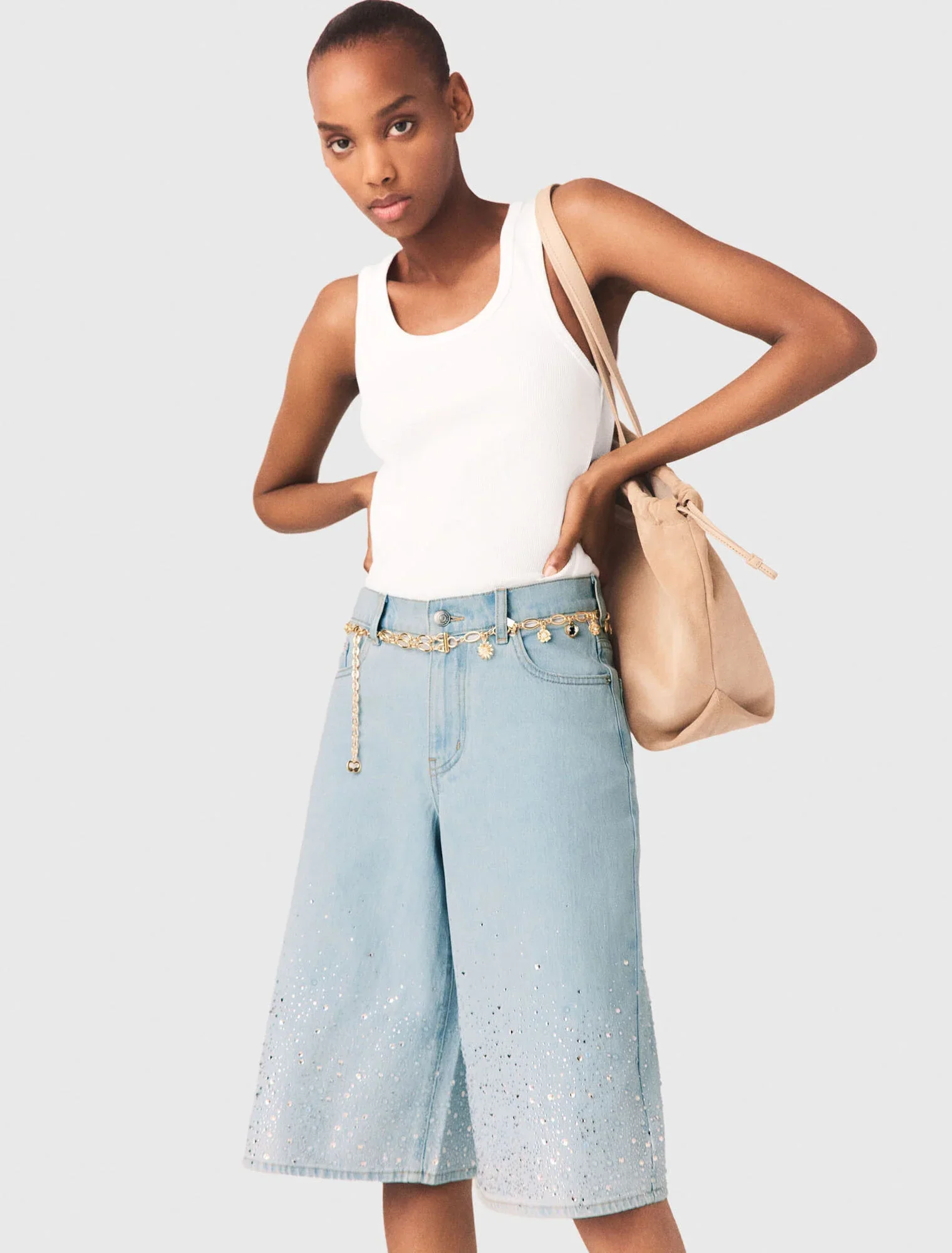 Rhinestone Bermuda Shorts Blue Sky - Image 4