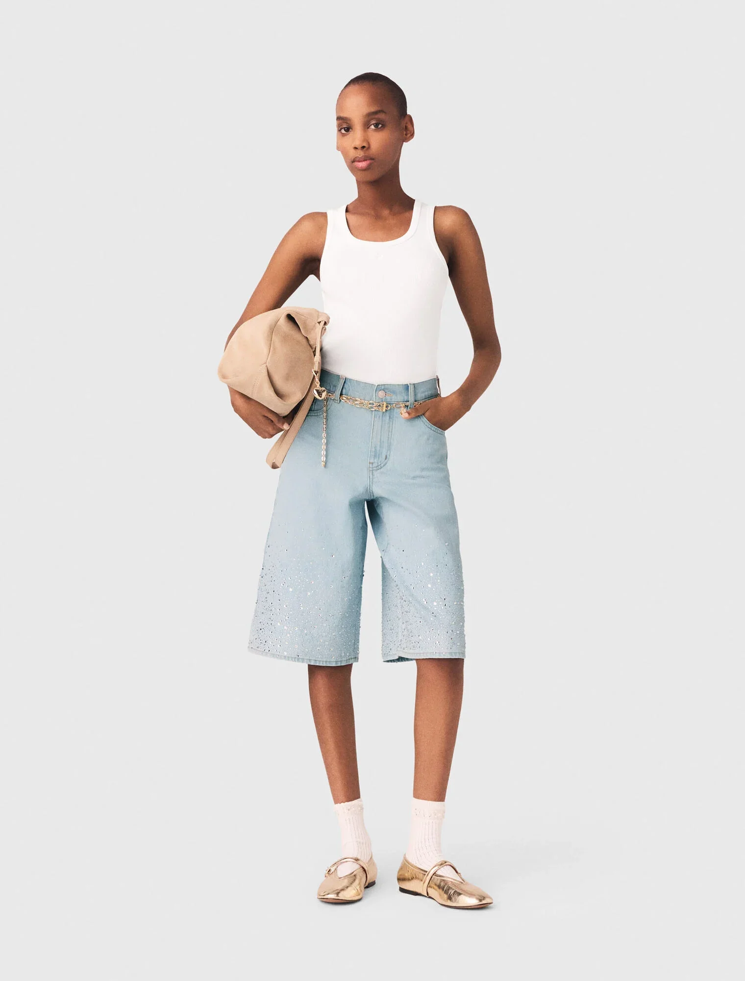Rhinestone Bermuda Shorts Blue Sky - Image 5