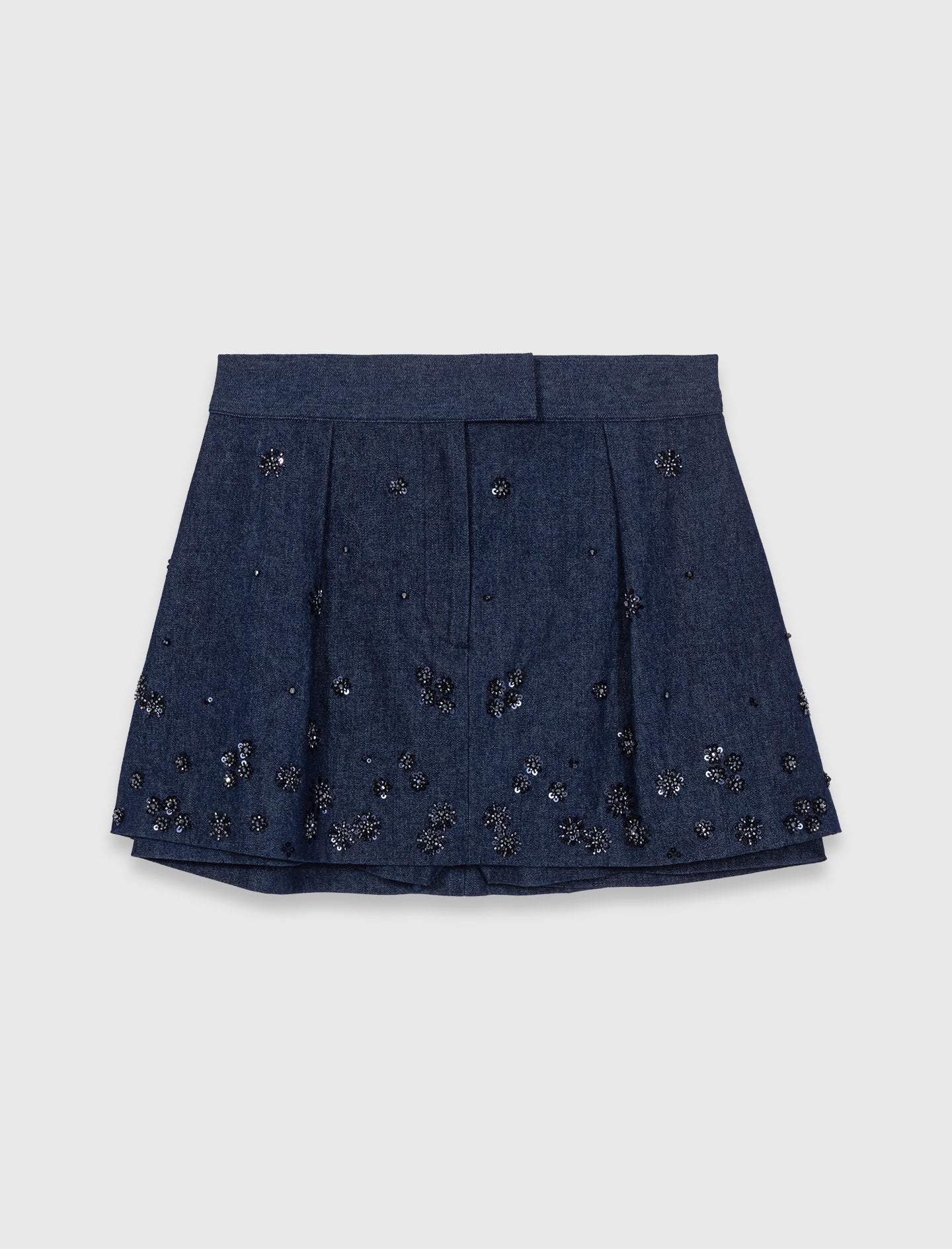 Embroidered Layered Denim Shorts Navy - Image 7
