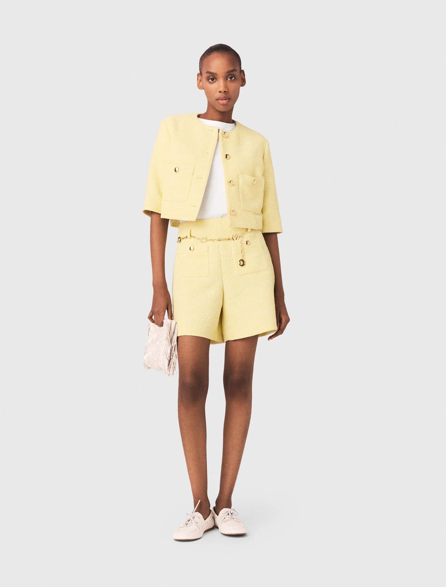 Tweed Shorts Pale Yellow - Image 4