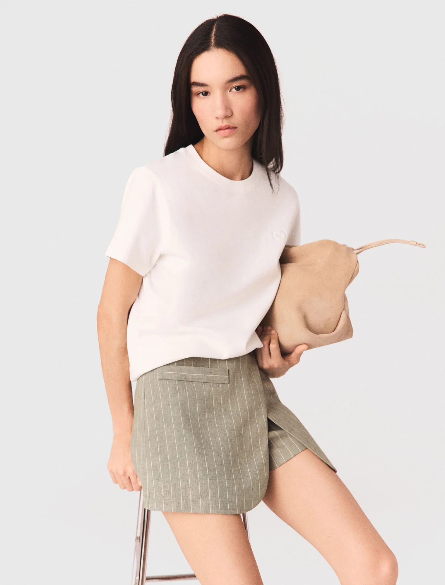 Layered Linen Blend Shorts Khaki - Image 6