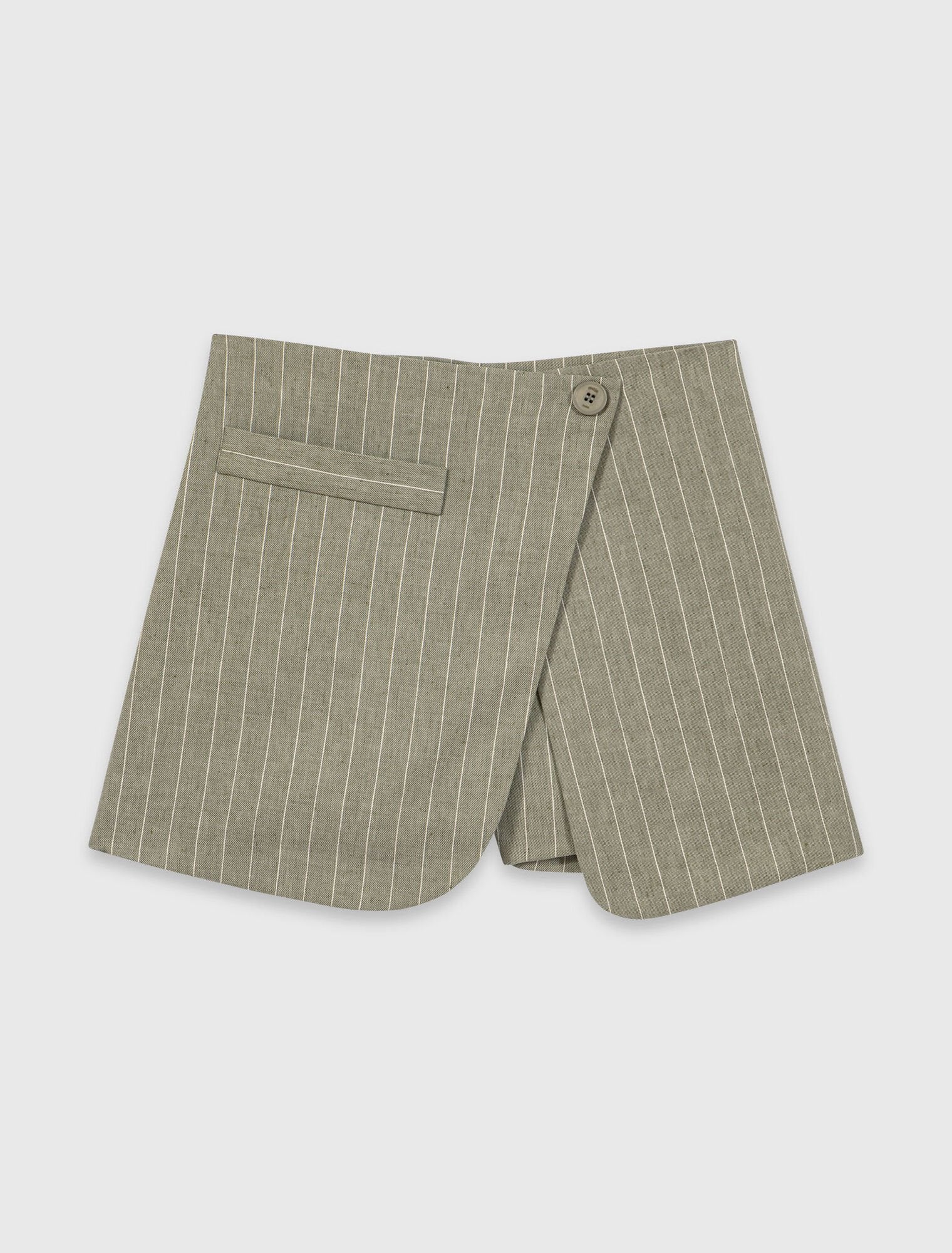 Layered Linen Blend Shorts Khaki - Image 8