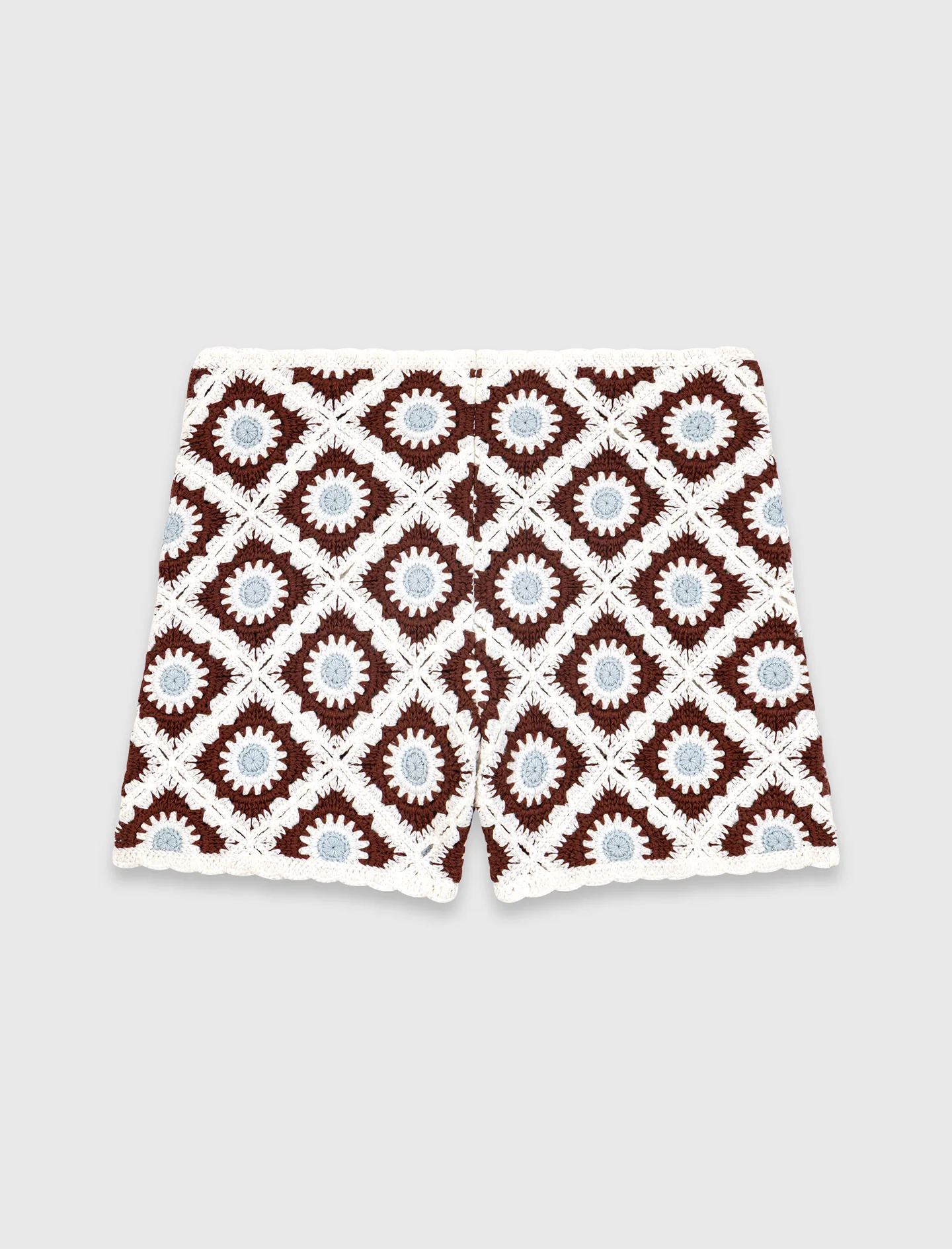 Floral-Patterned Crochet Shorts Brown/Blue - Image 6