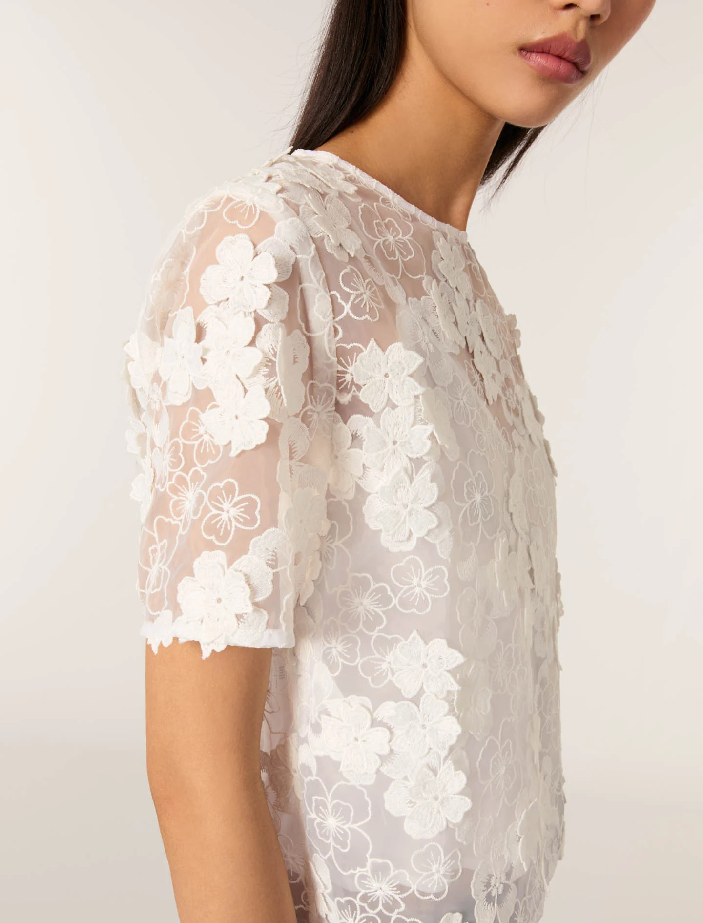 Floral lace t-shirt White - Image 6