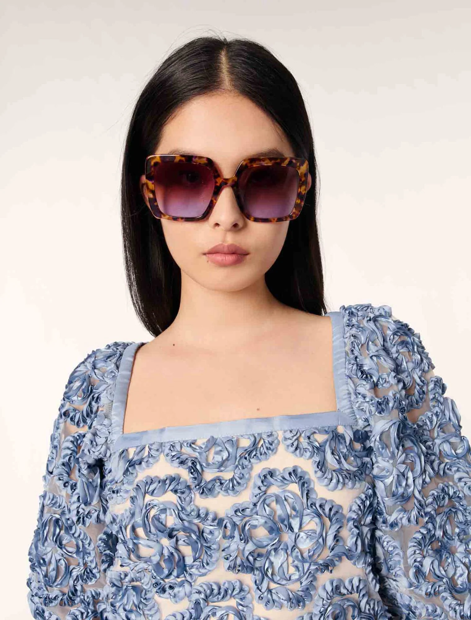 Floral organza top Blue - Image 5