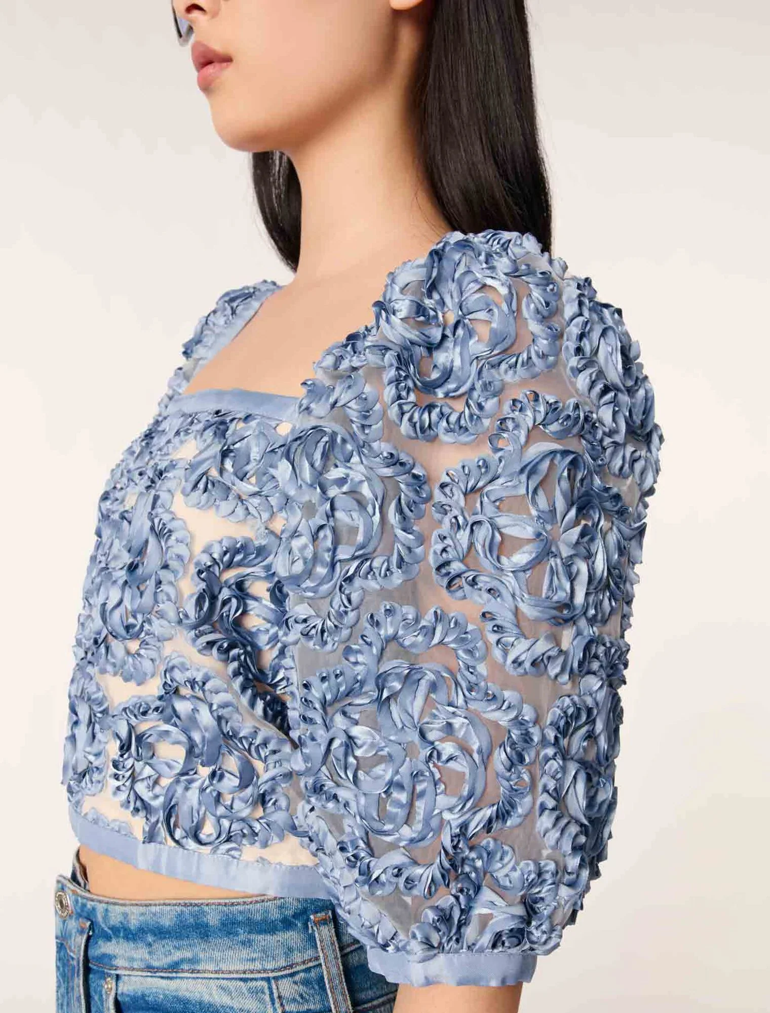 Floral organza top Blue - Image 6