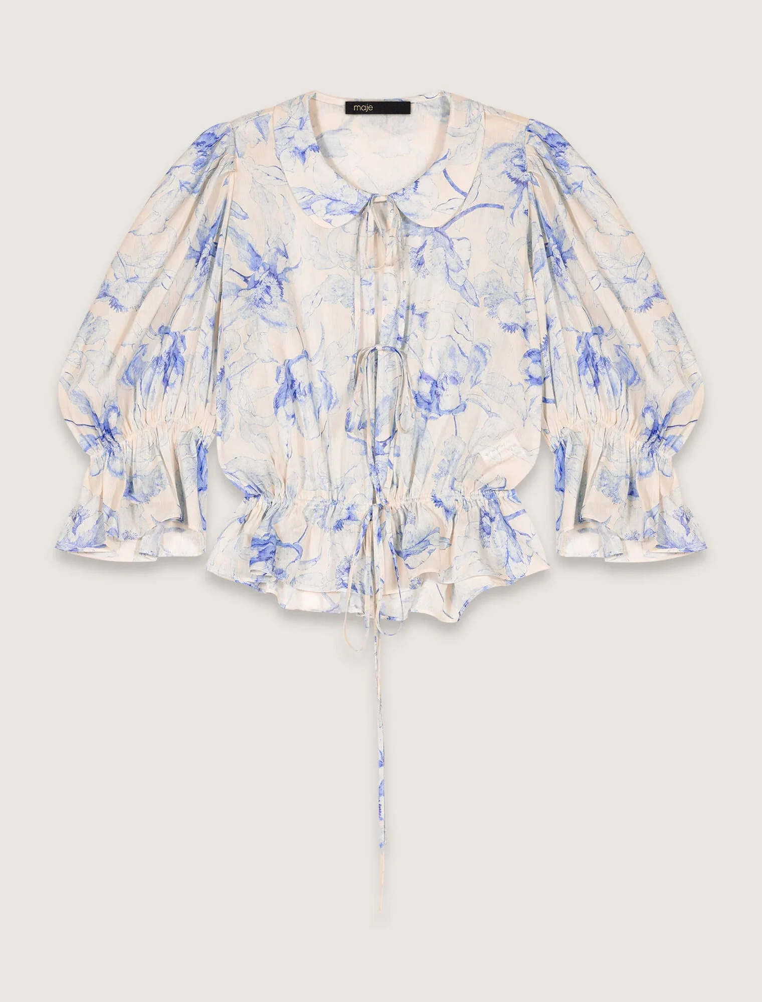 Patterned top Blue Flower Print Ecru Base - Image 7