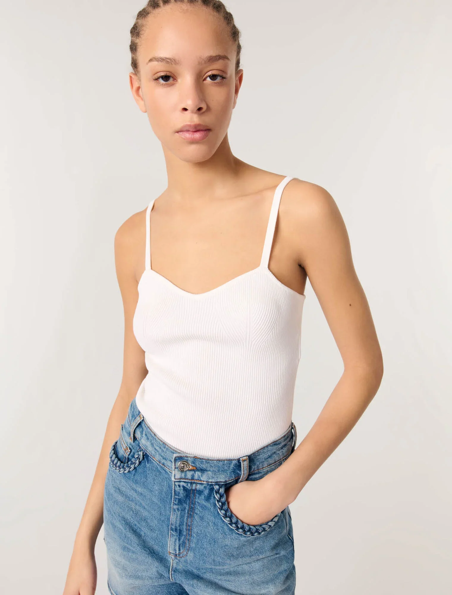 Rib knit top White - Image 4