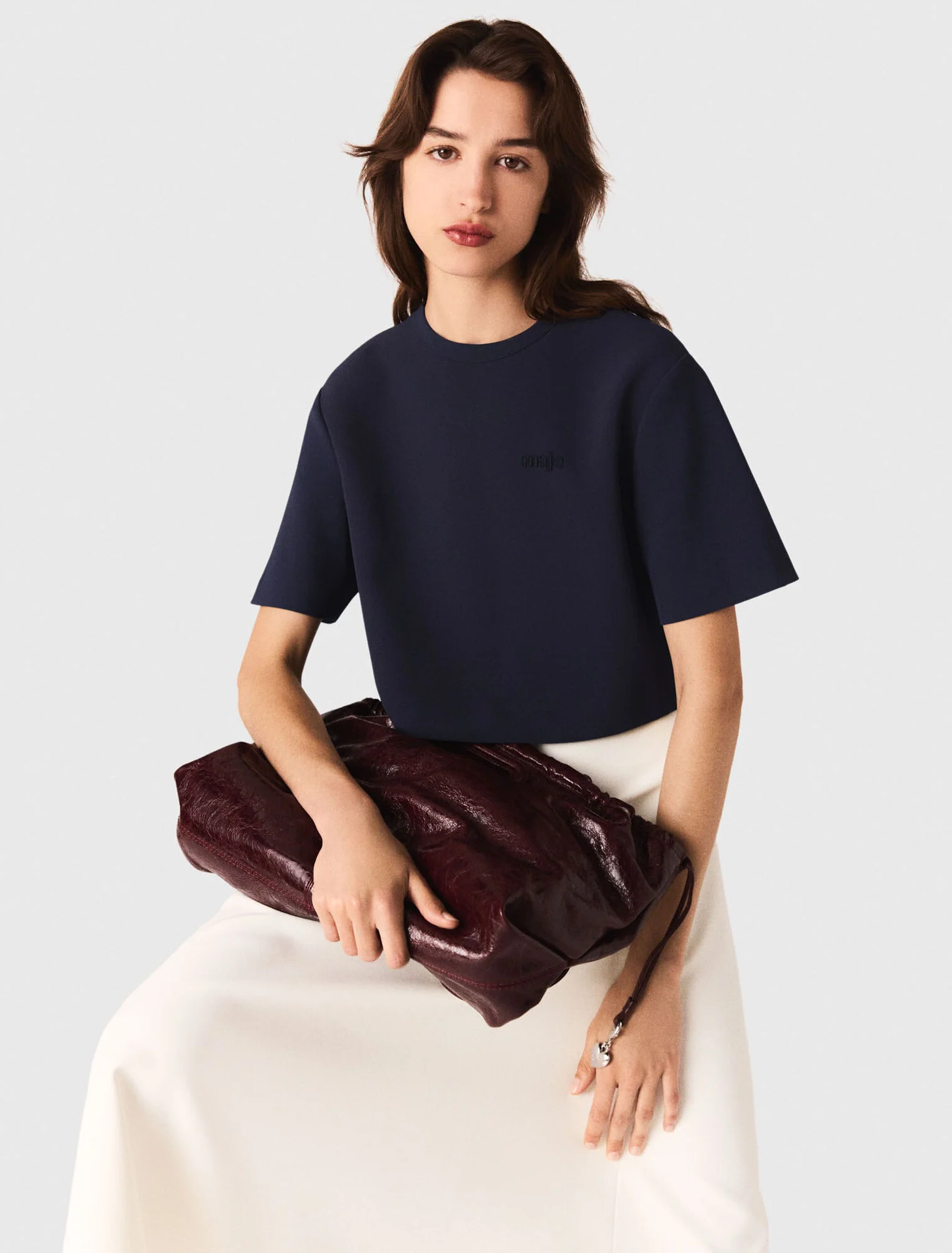 Heavy crepe short top Navy - Image 4