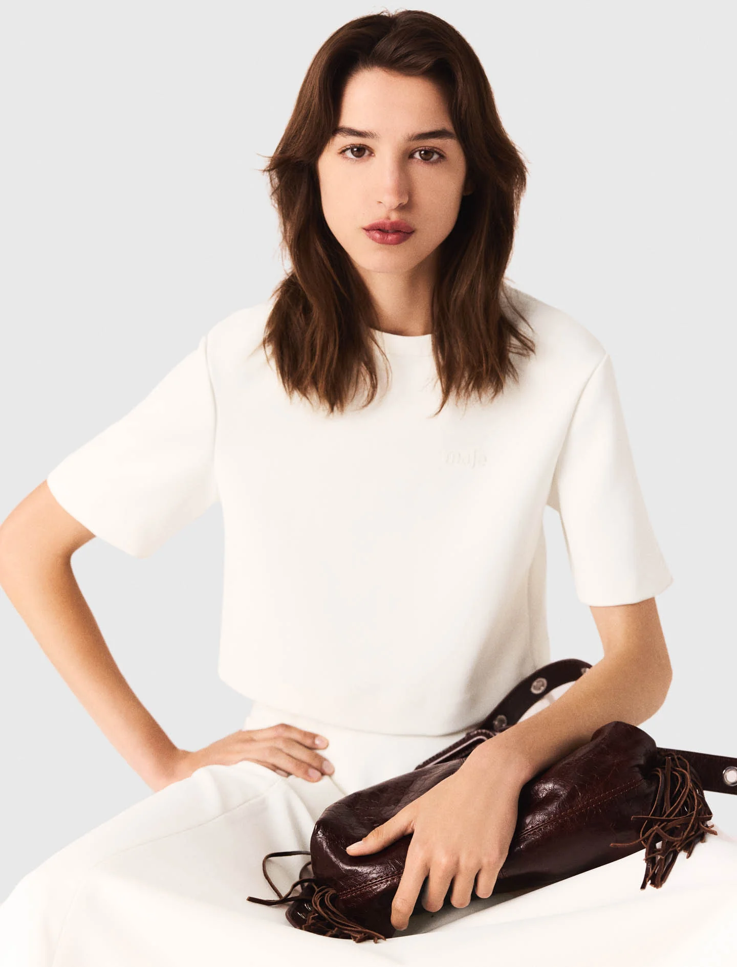Heavy crepe short top White - Image 5