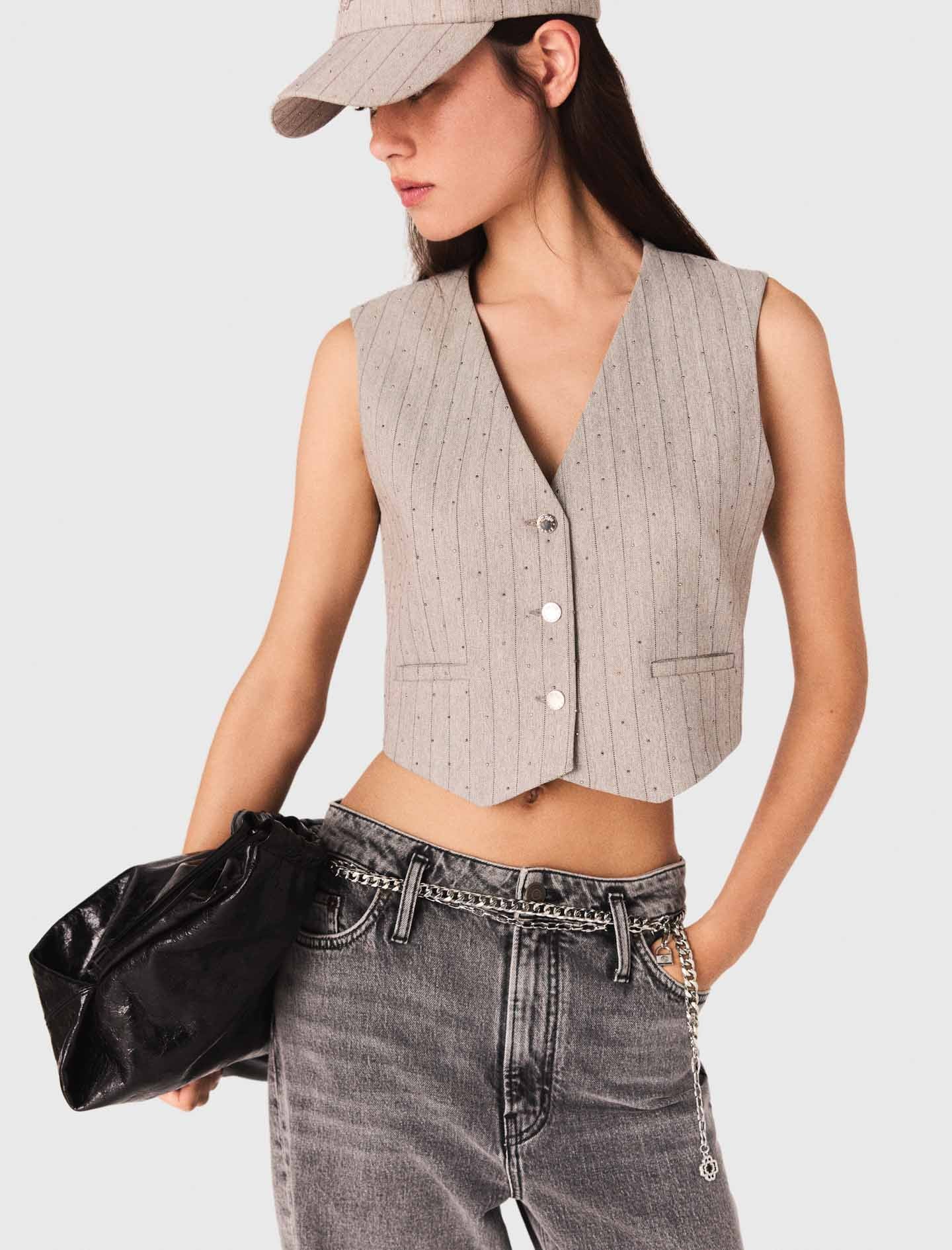 Diamanté tailored jacket Light Grey - Image 3