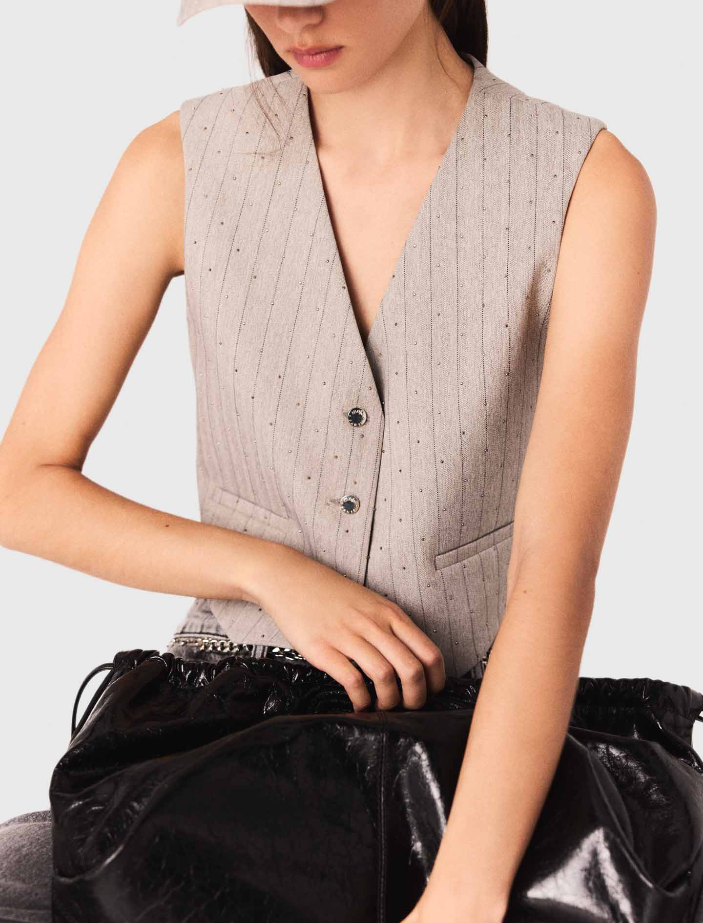 Diamanté tailored jacket Light Grey - Image 5