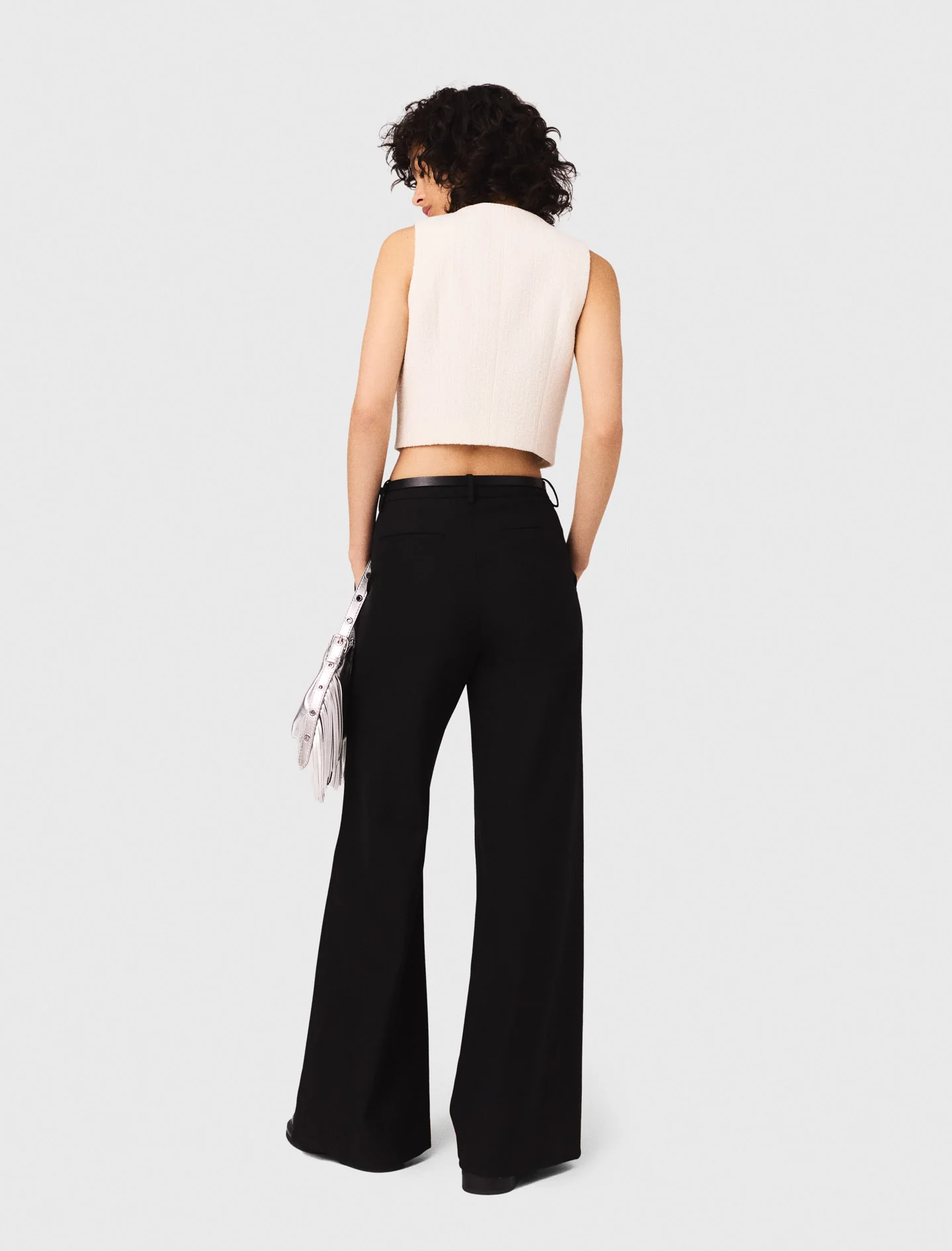 Sleeveless tweed lurex top Ecru - Image 3