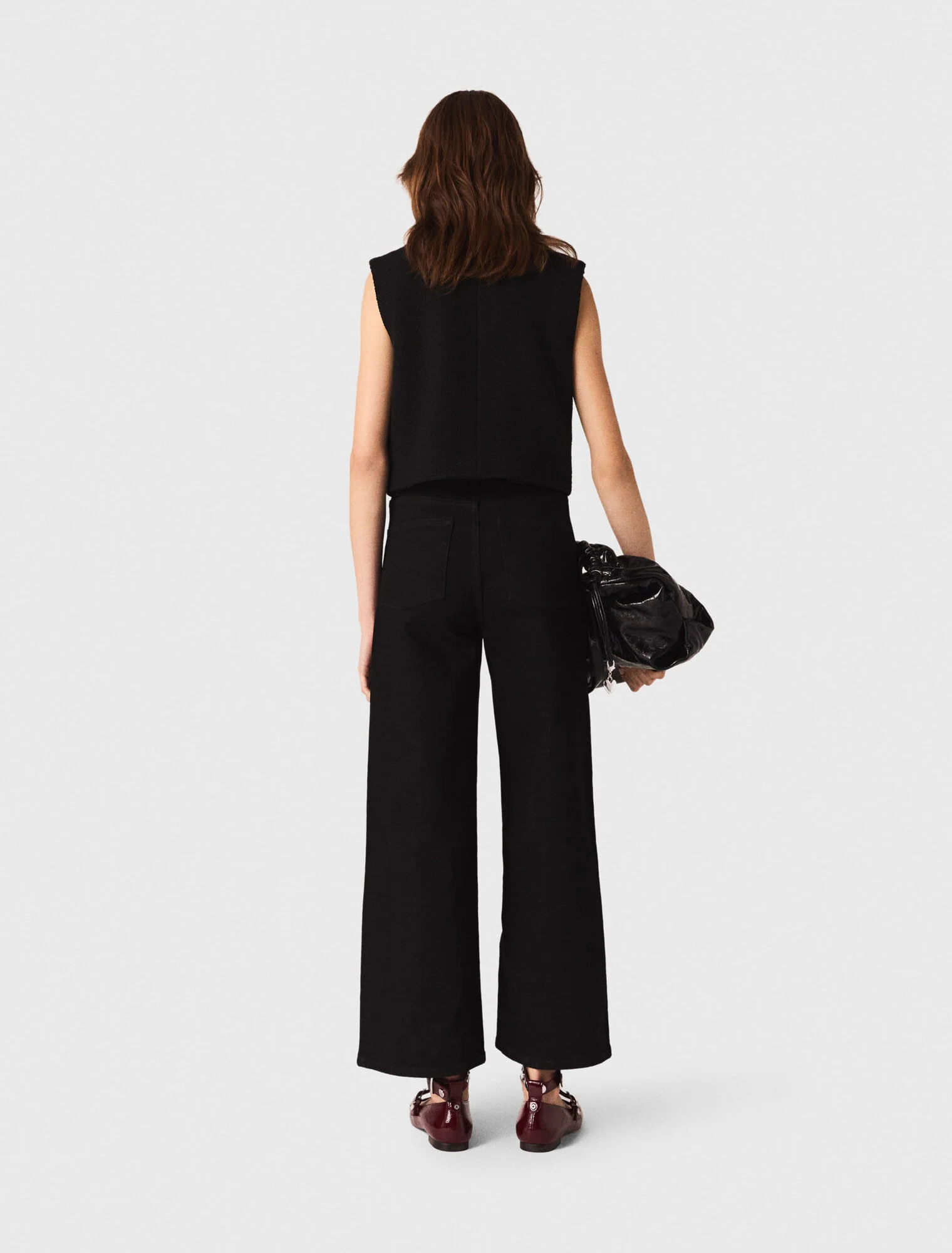 Tweed top with velvet trim Black - Image 3