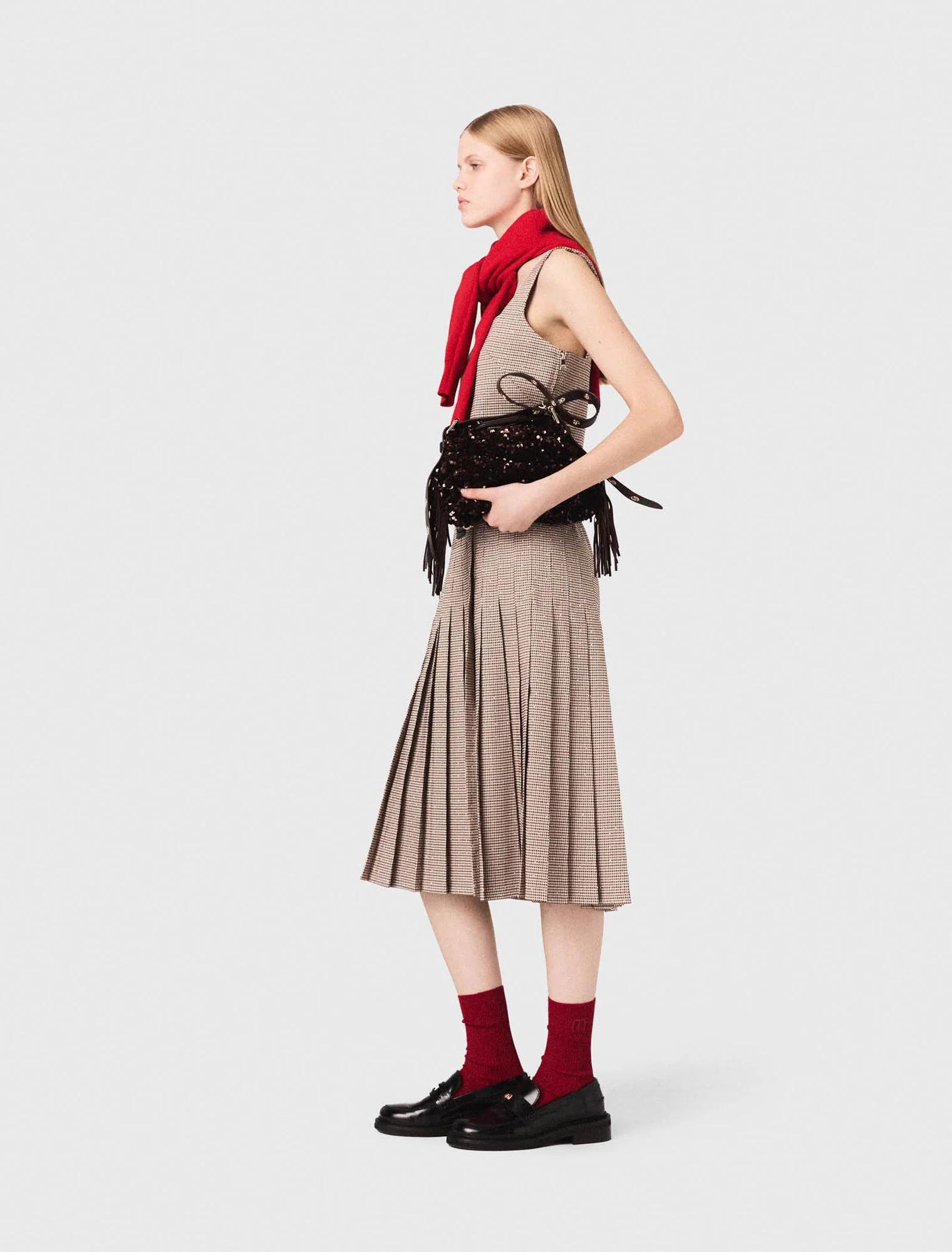 Checked diamanté strappy top Brown - Image 2