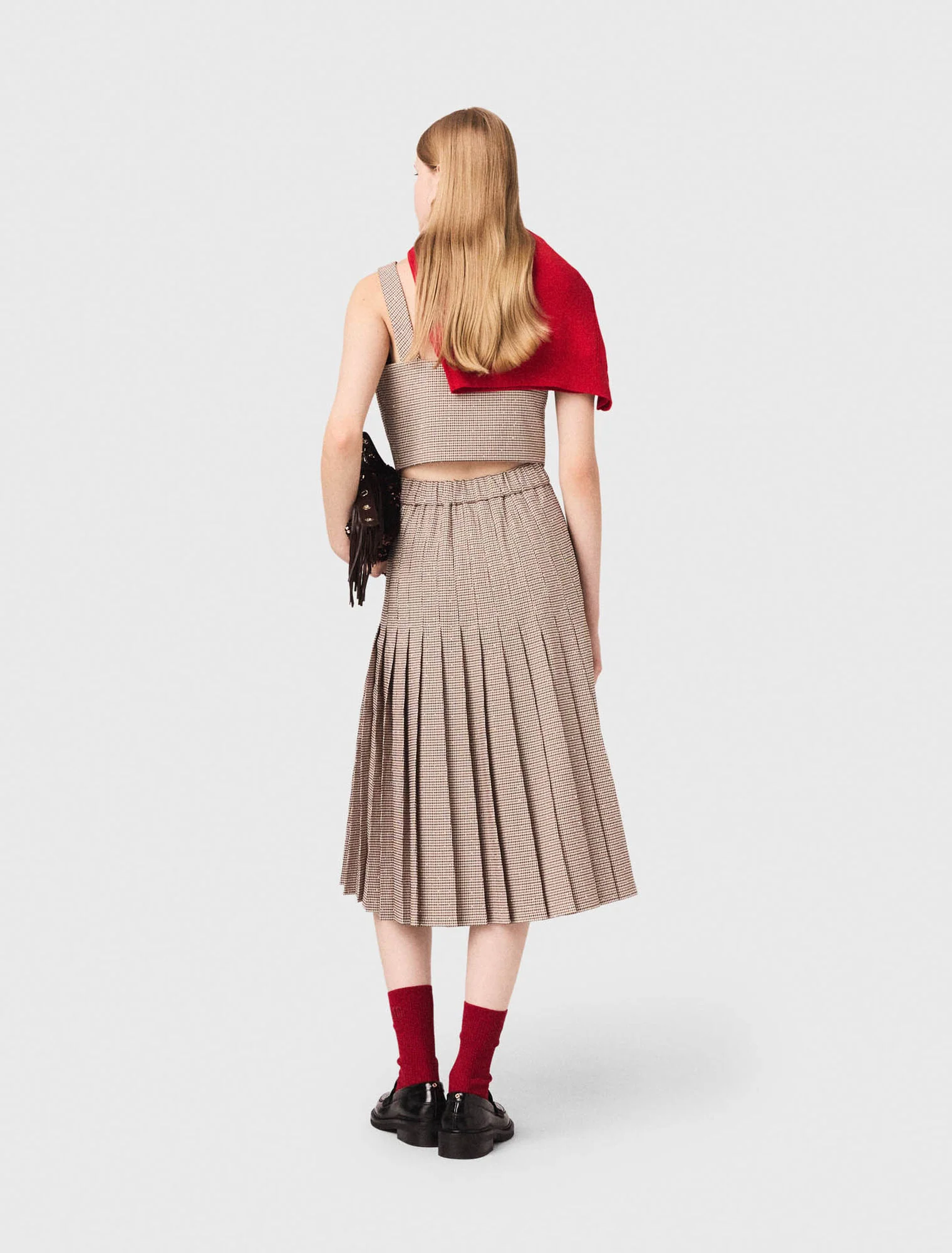 Checked diamanté strappy top Brown - Image 3