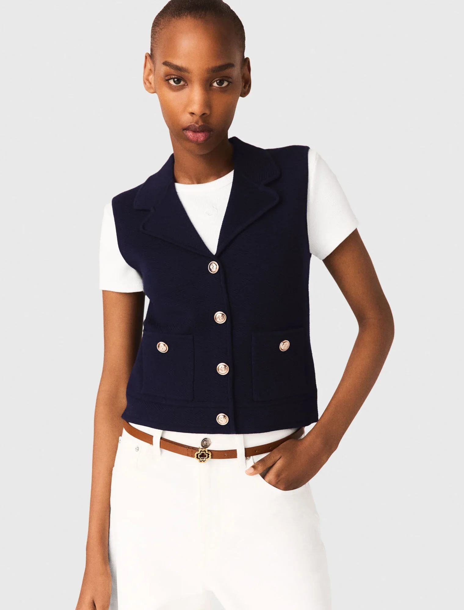 Polo Knit Cardigan Navy - Image 4