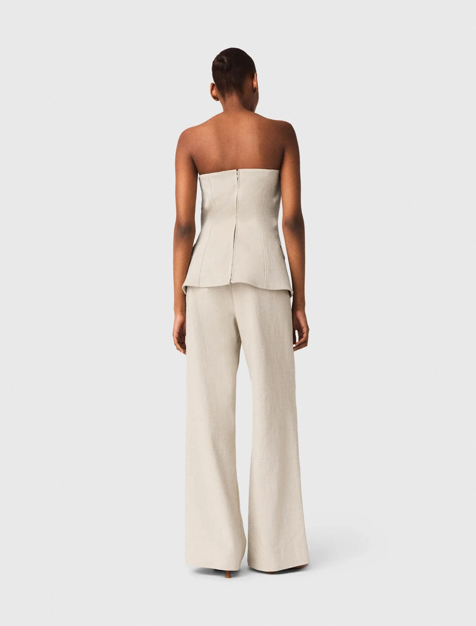 Tailored Bustier Top Beige - Image 3