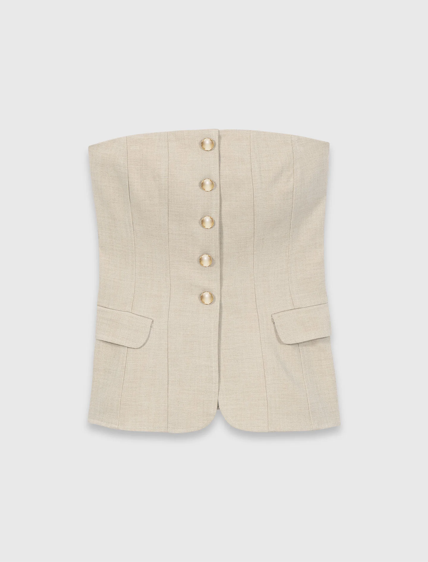 Tailored Bustier Top Beige - Image 5