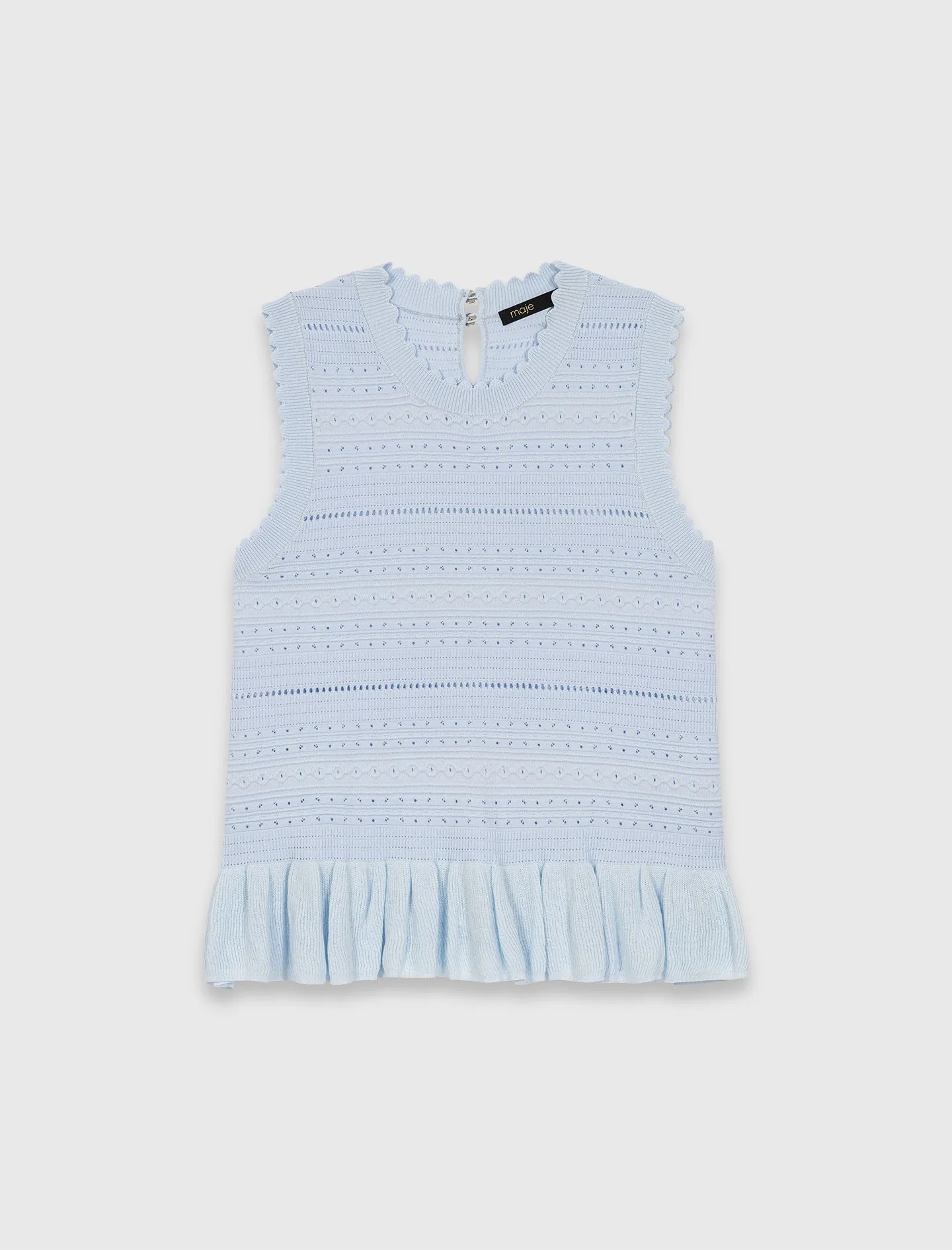 Ruffled Knit Top Blue Sky - Image 7
