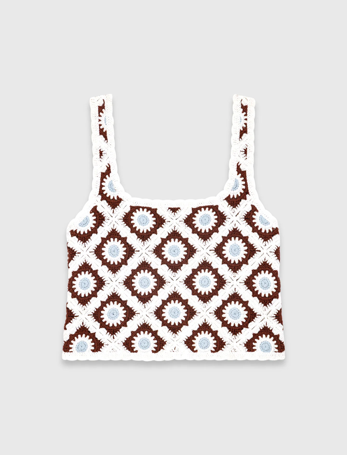 Floral Crochet Top Brown/Blue - Image 7