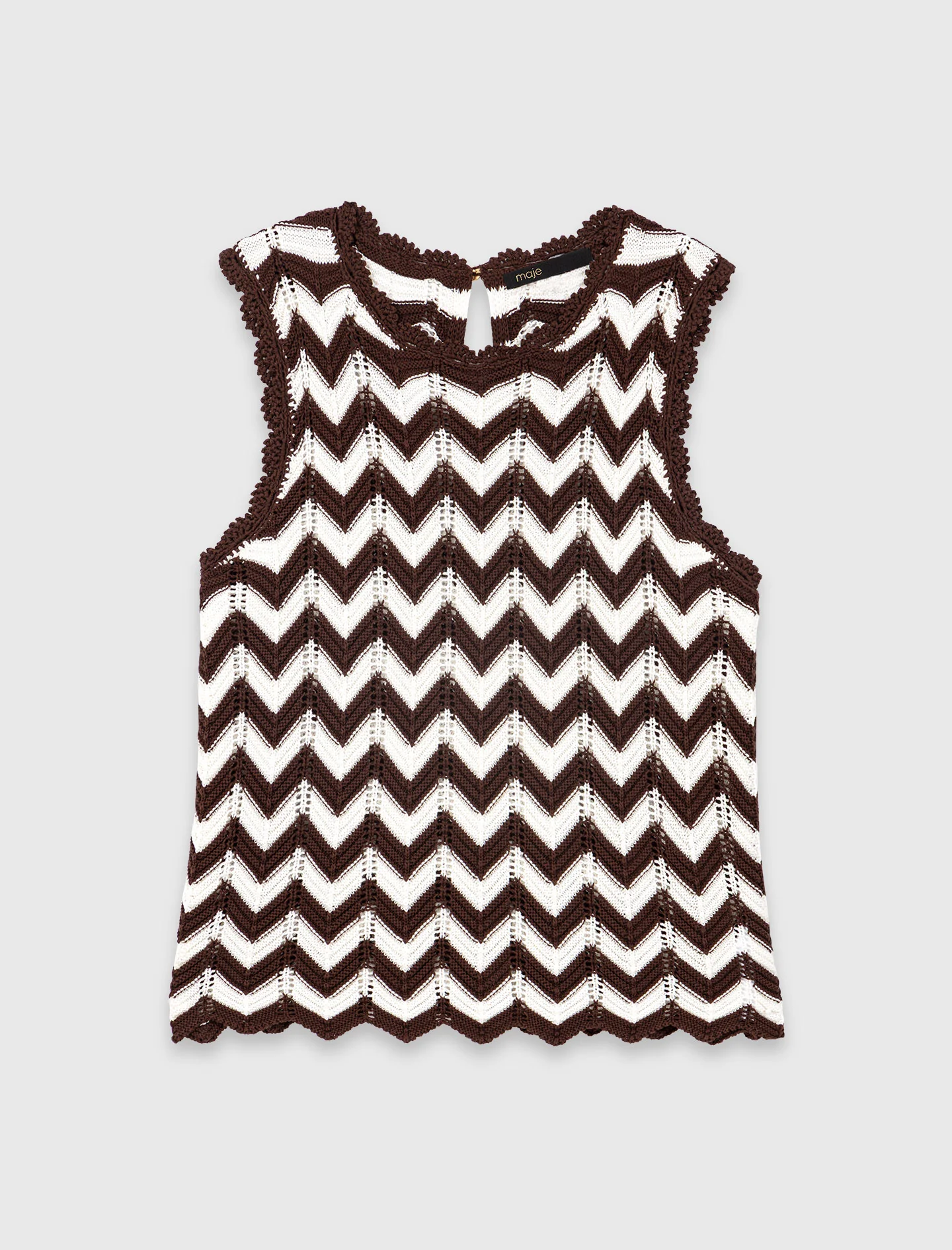 Zigzag Crochet Top Brown/White - Image 7