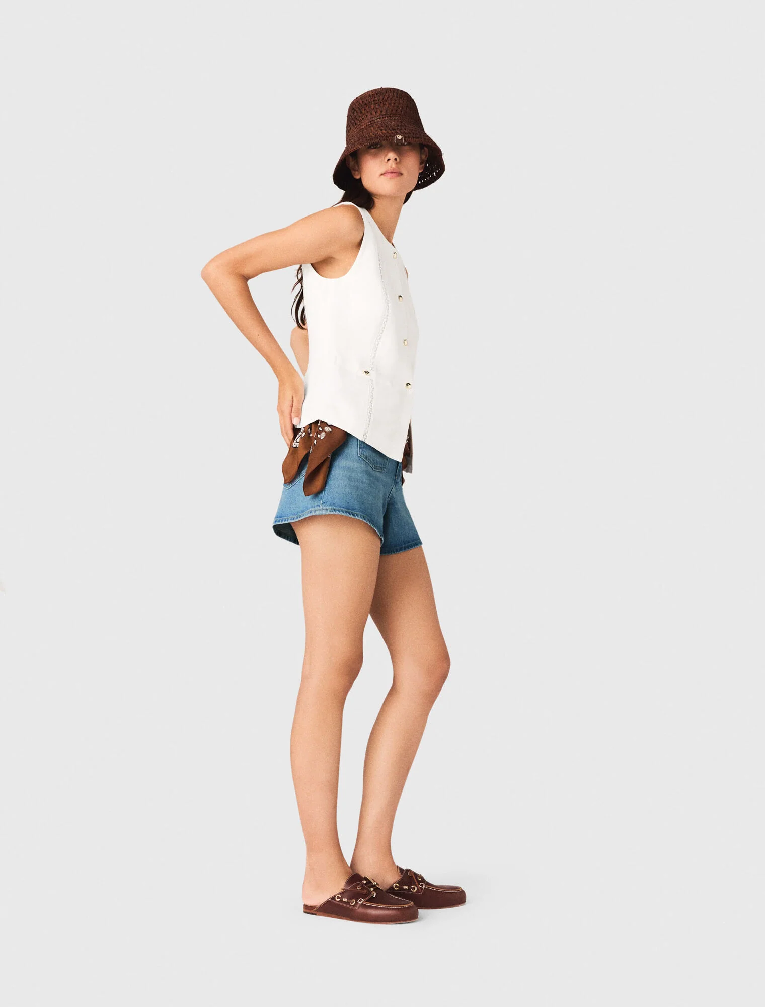 Embroidered Linen-Blend Jacket White - Image 2