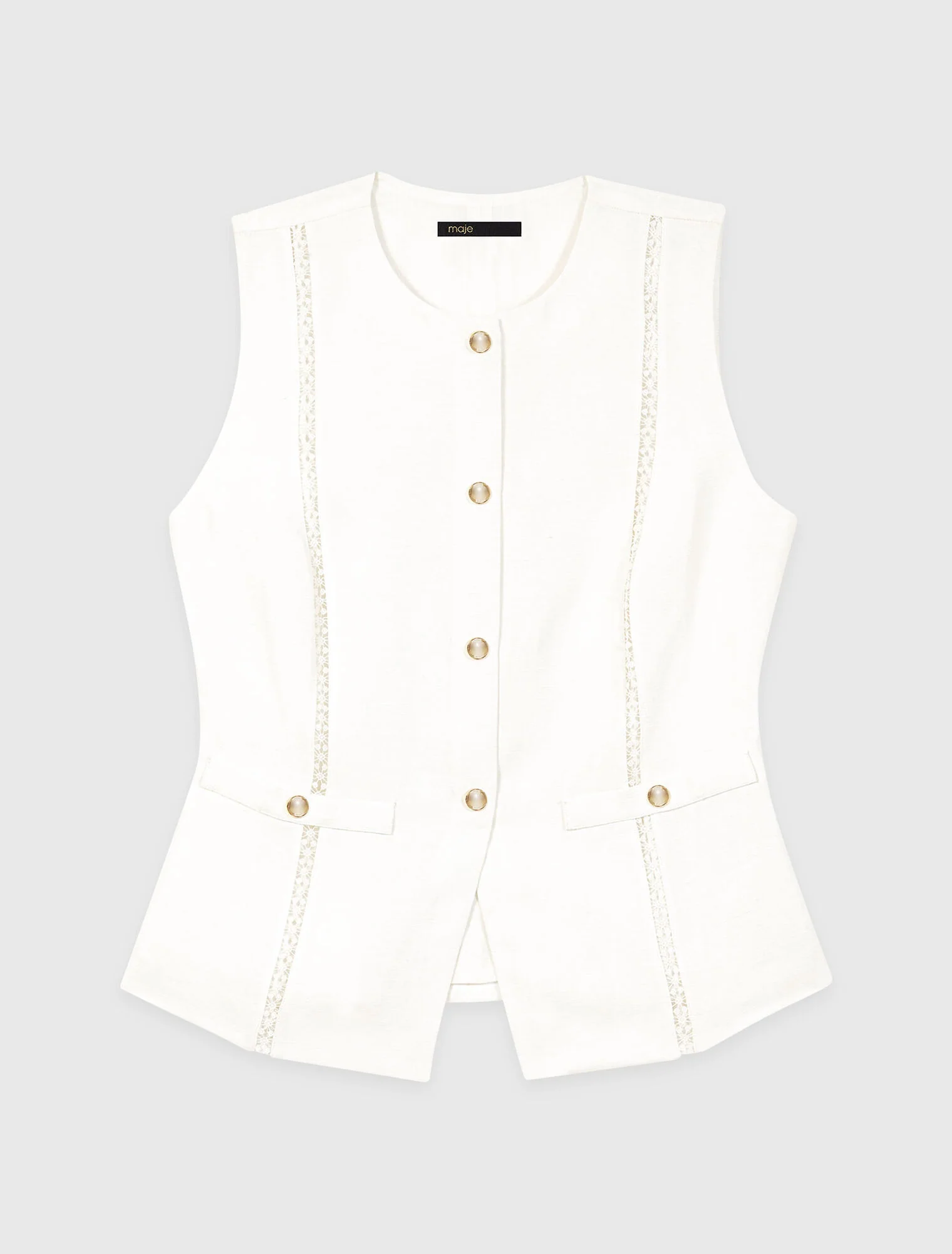 Embroidered Linen-Blend Jacket White - Image 6