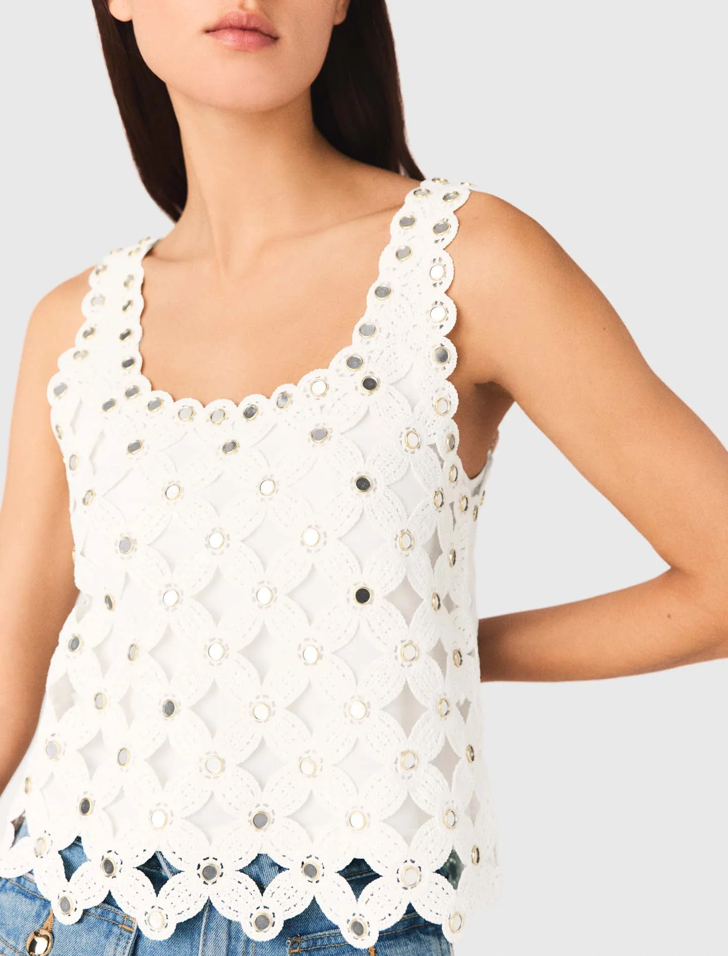 Mirrored Crochet Top White - Image 6
