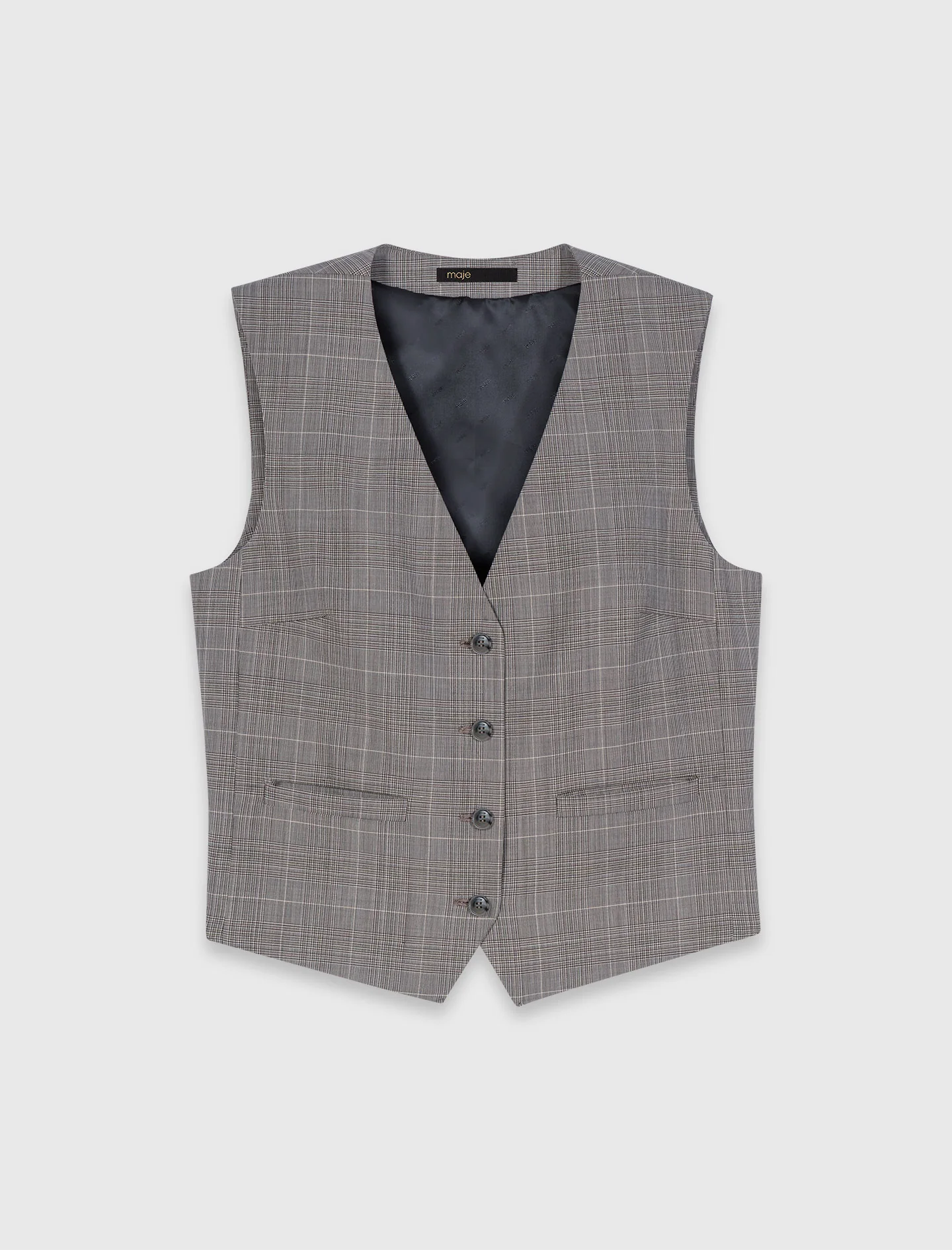 Checked Tailored Jacket Grey - Image 6