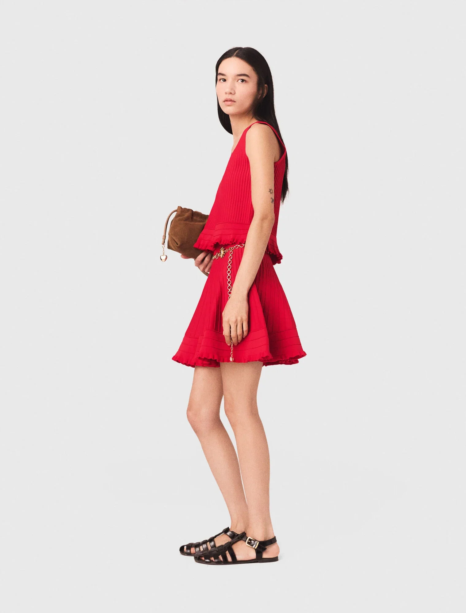 Ruffled Knit Top Red - Image 2