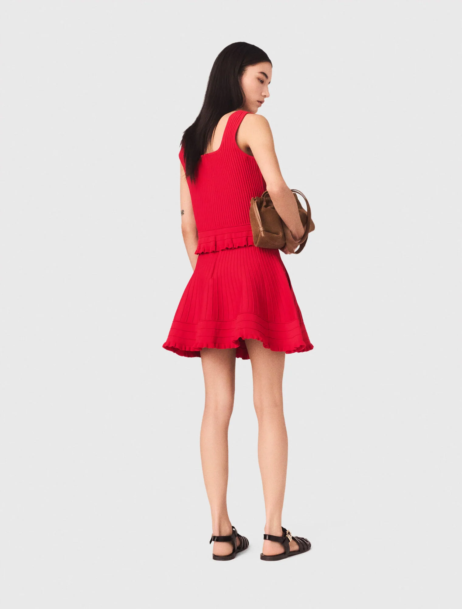Ruffled Knit Top Red - Image 3
