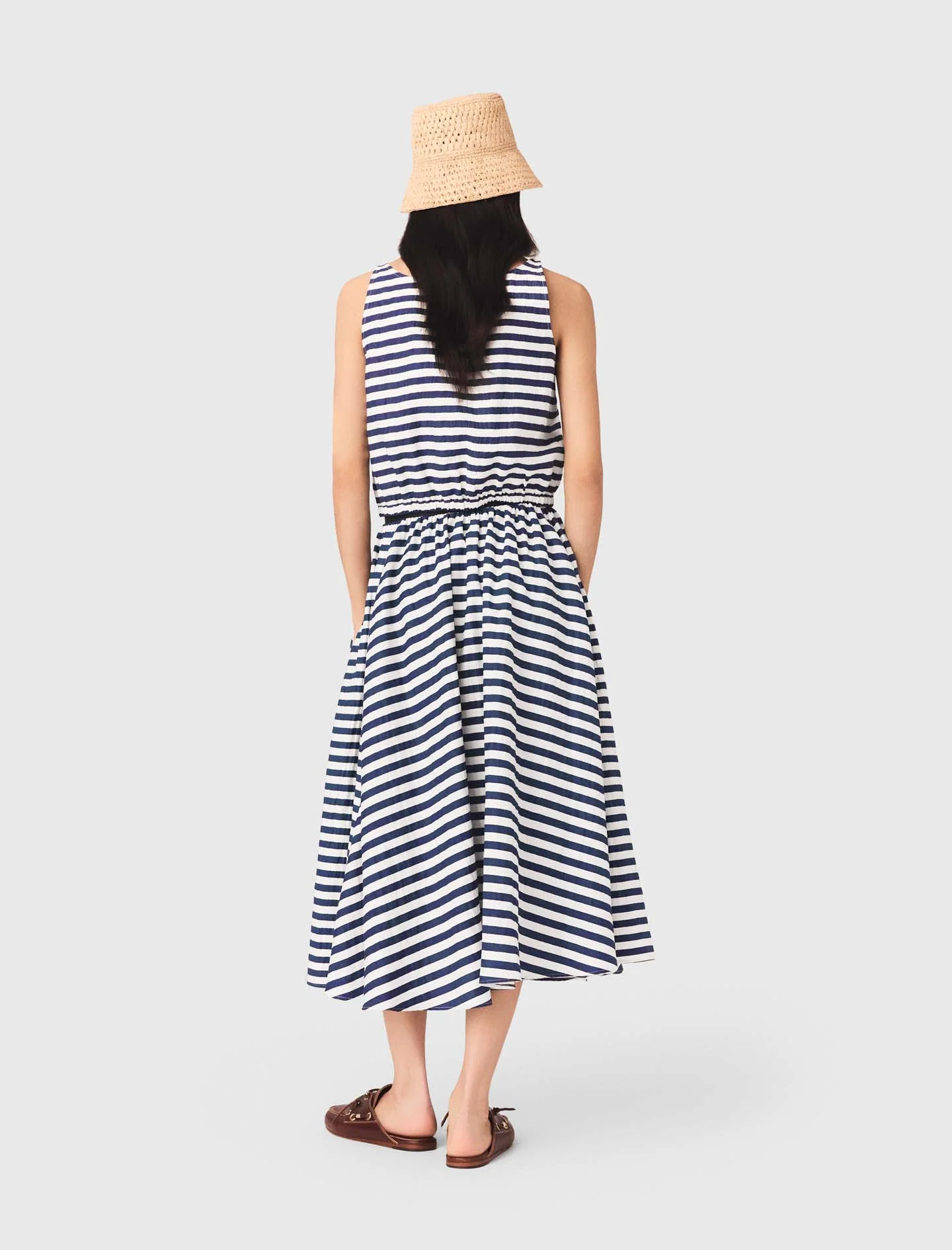 Linen-Blend Top White/Blue - Image 3