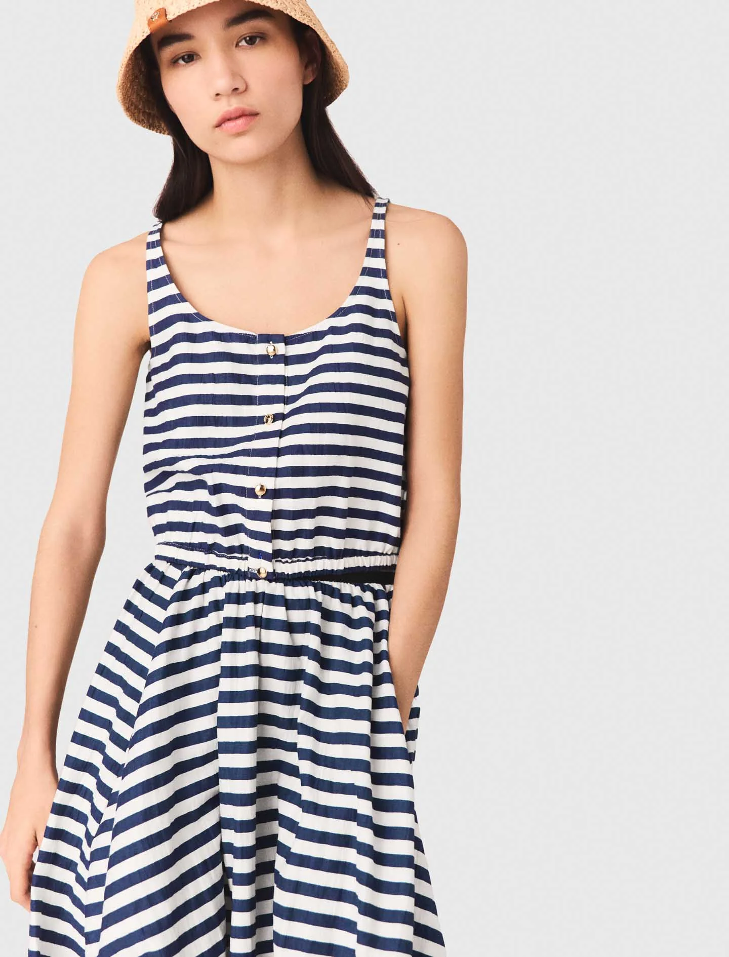 Linen-Blend Top White/Blue - Image 5