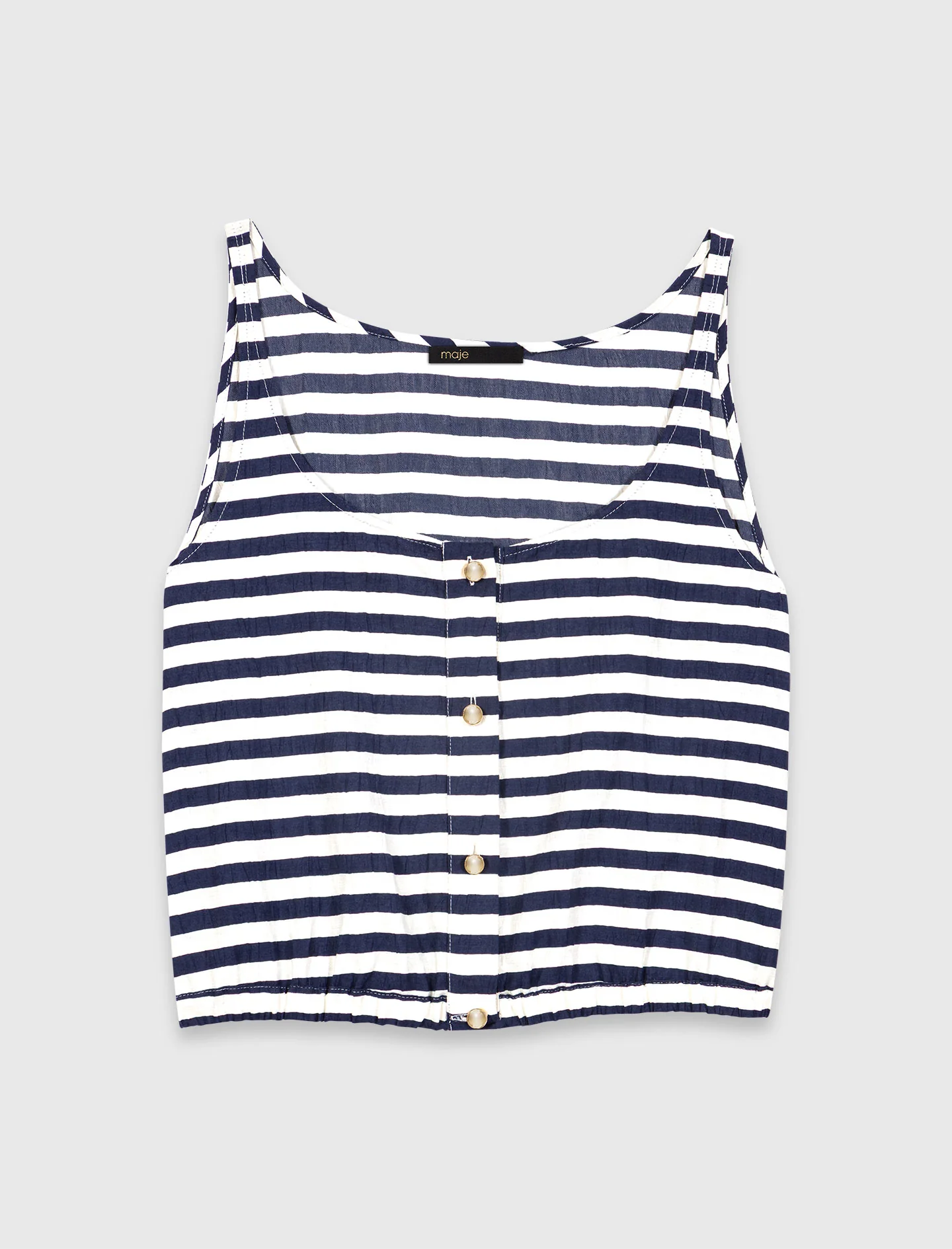 Linen-Blend Top White/Blue - Image 7