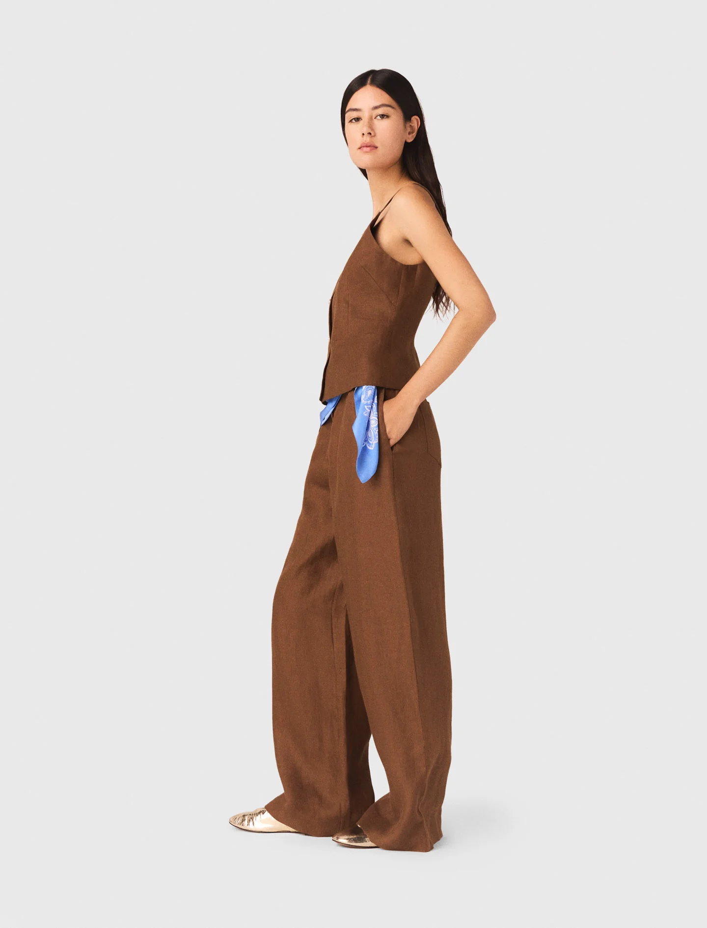 Linen Blend Top Brown - Image 2