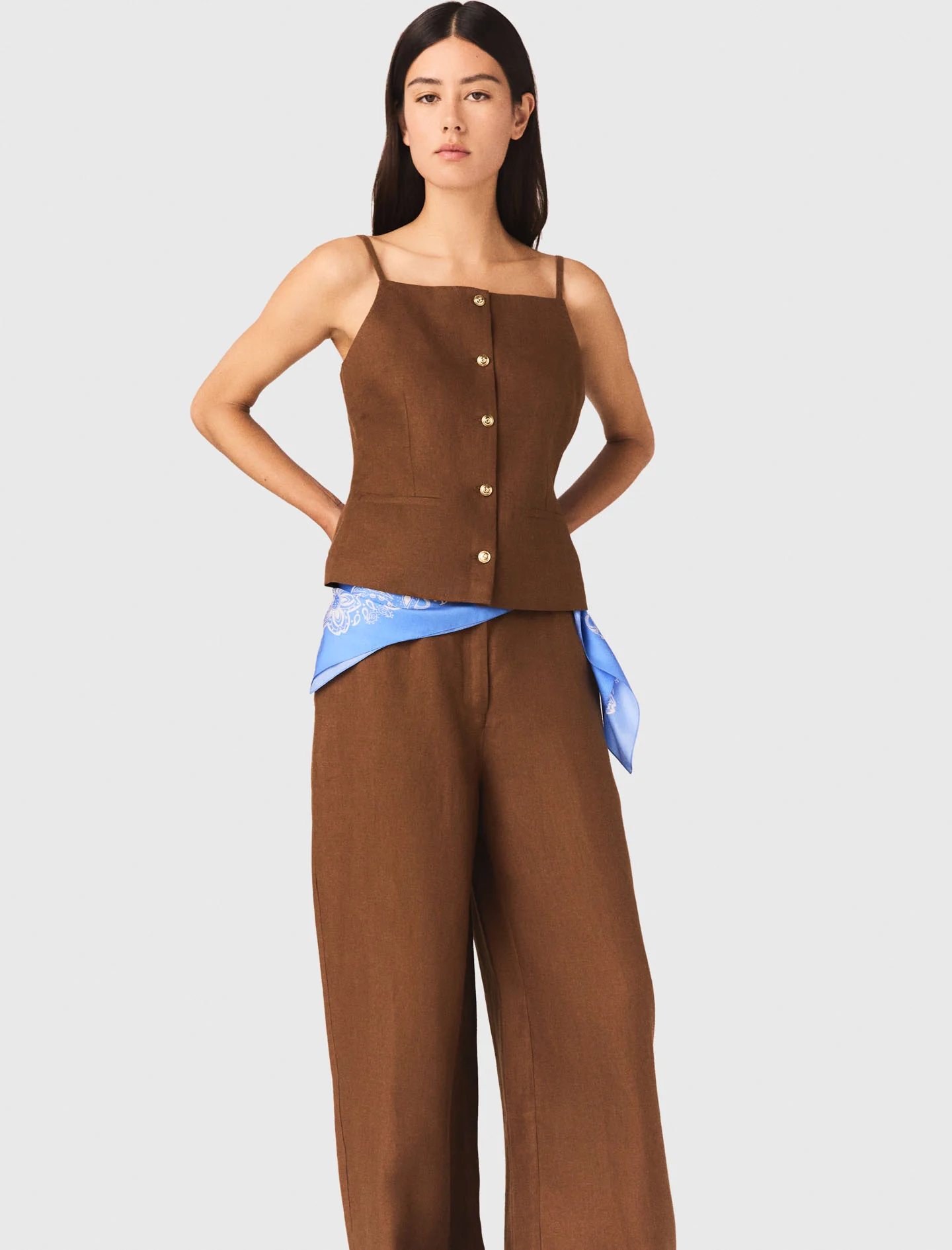 Linen Blend Top Brown - Image 4