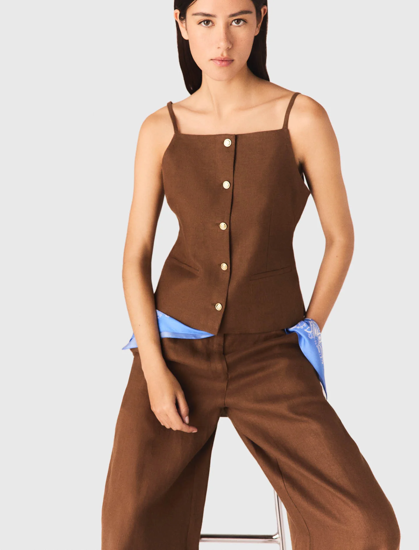 Linen Blend Top Brown - Image 5