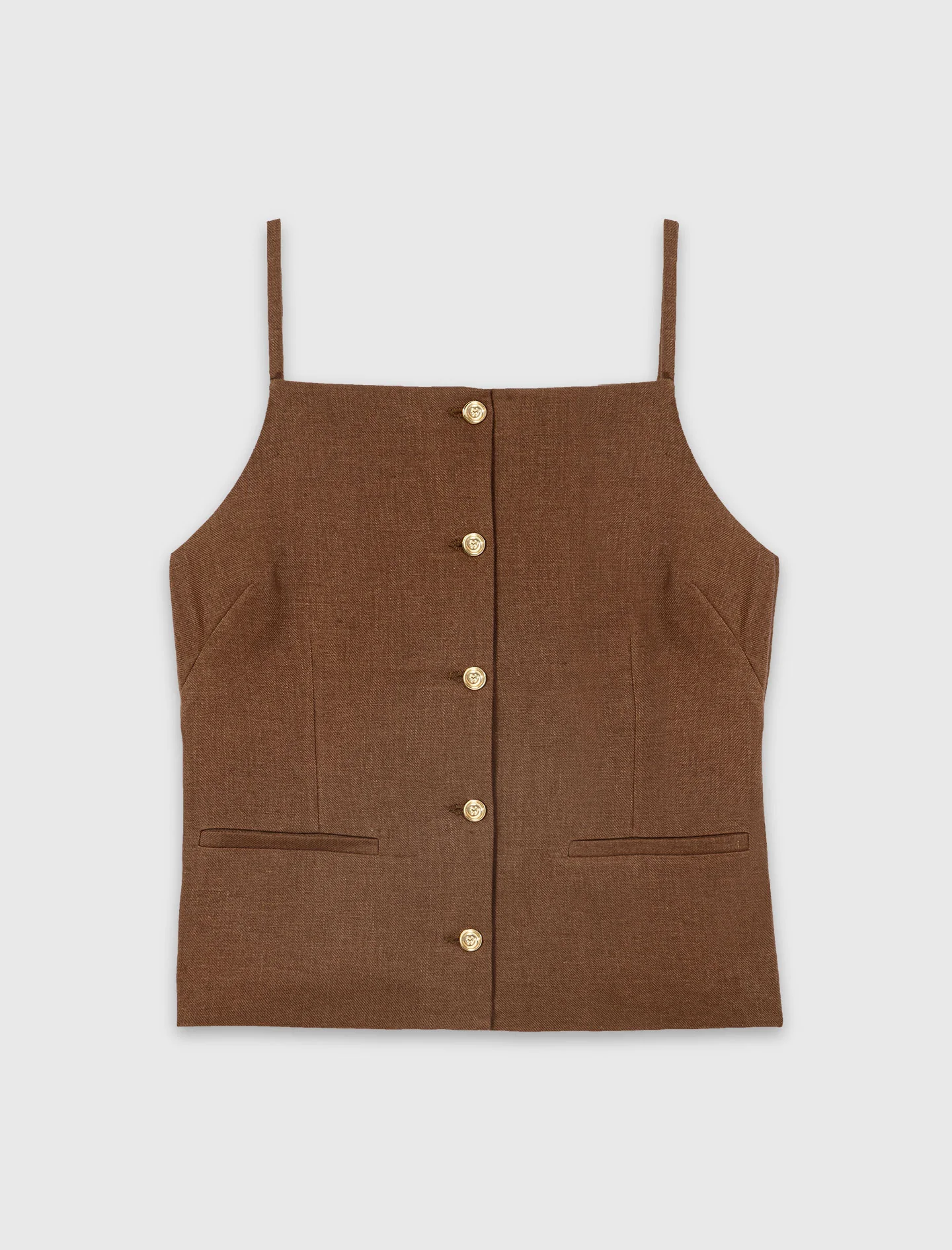 Linen Blend Top Brown - Image 7