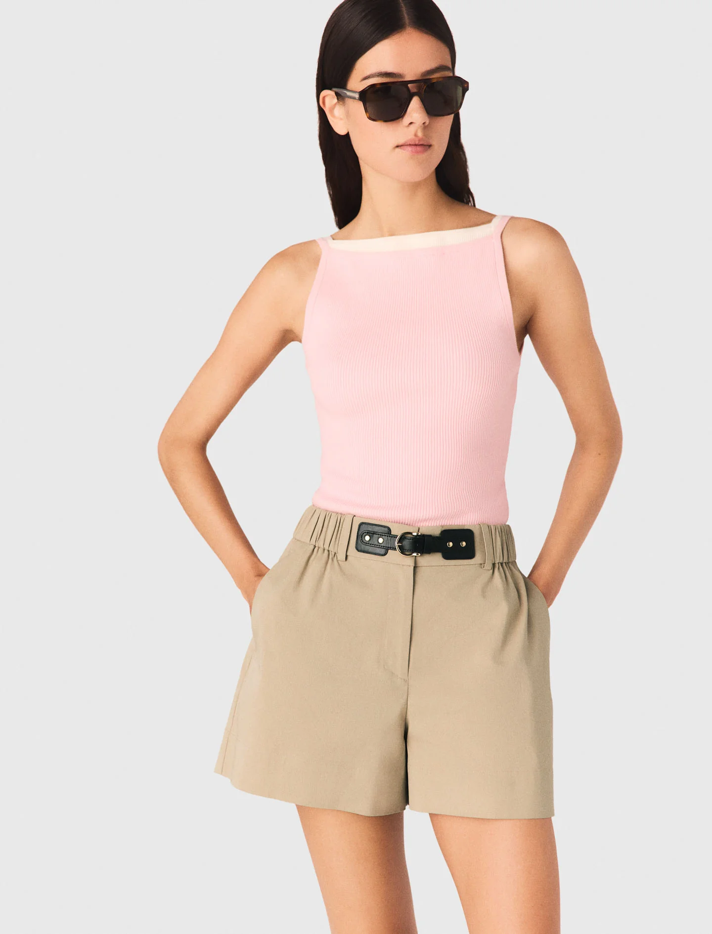 High Straight-Neck Top Pink - Image 3